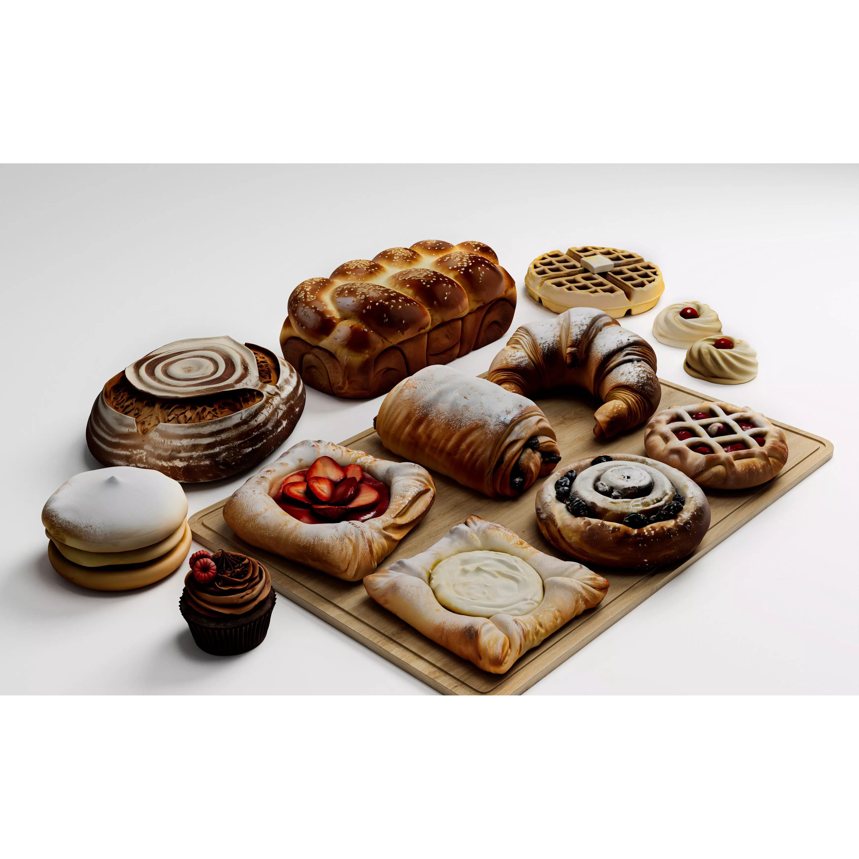 Ultra Realistic Bakery Pastry Set 3D Model – Low Poly PBR Asset, FBX - View 7