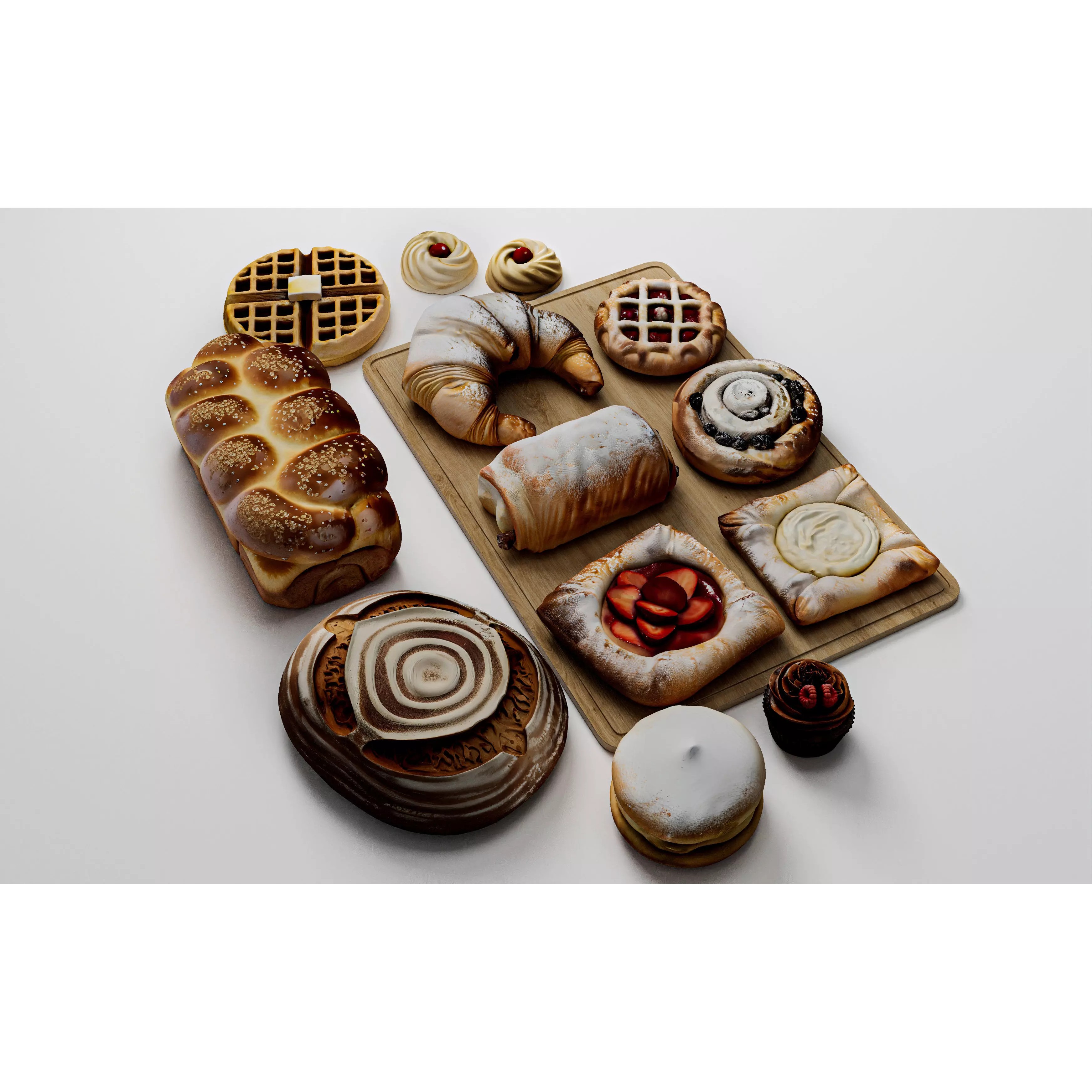 Ultra Realistic Bakery Pastry Set 3D Model – Low Poly PBR Asset, FBX - View 8