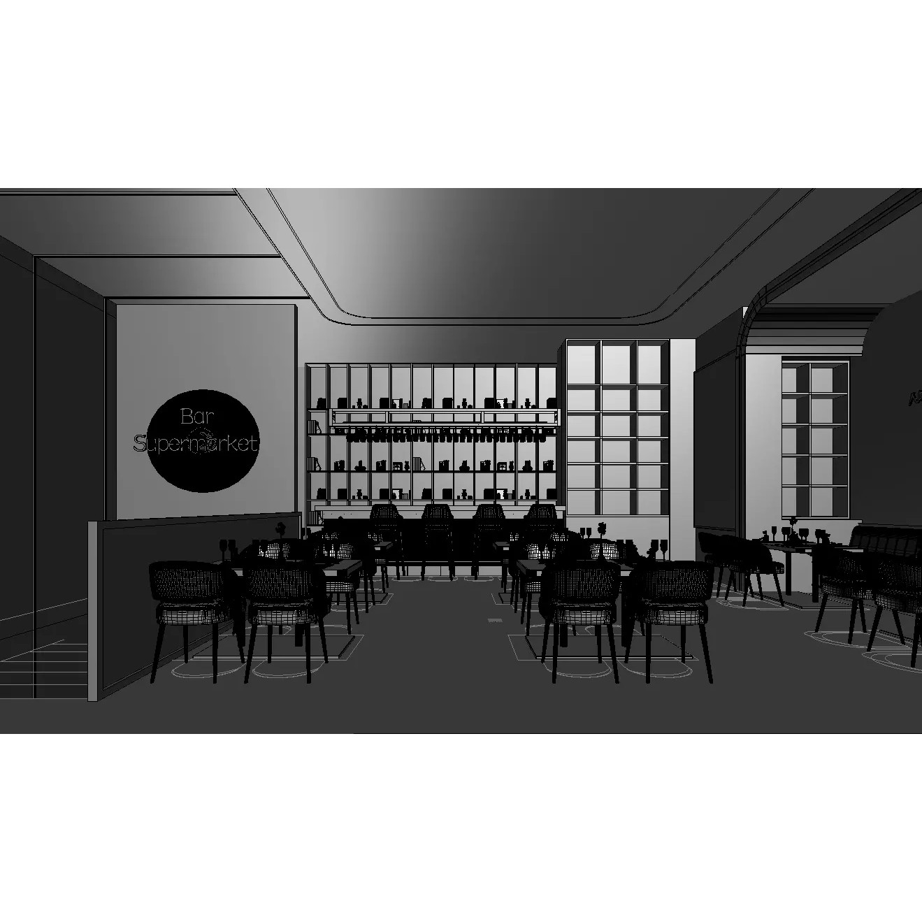 Contemporary Lounge Bar 3D Model – Modern Restaurant Interior, OBJ/FBX - View 7