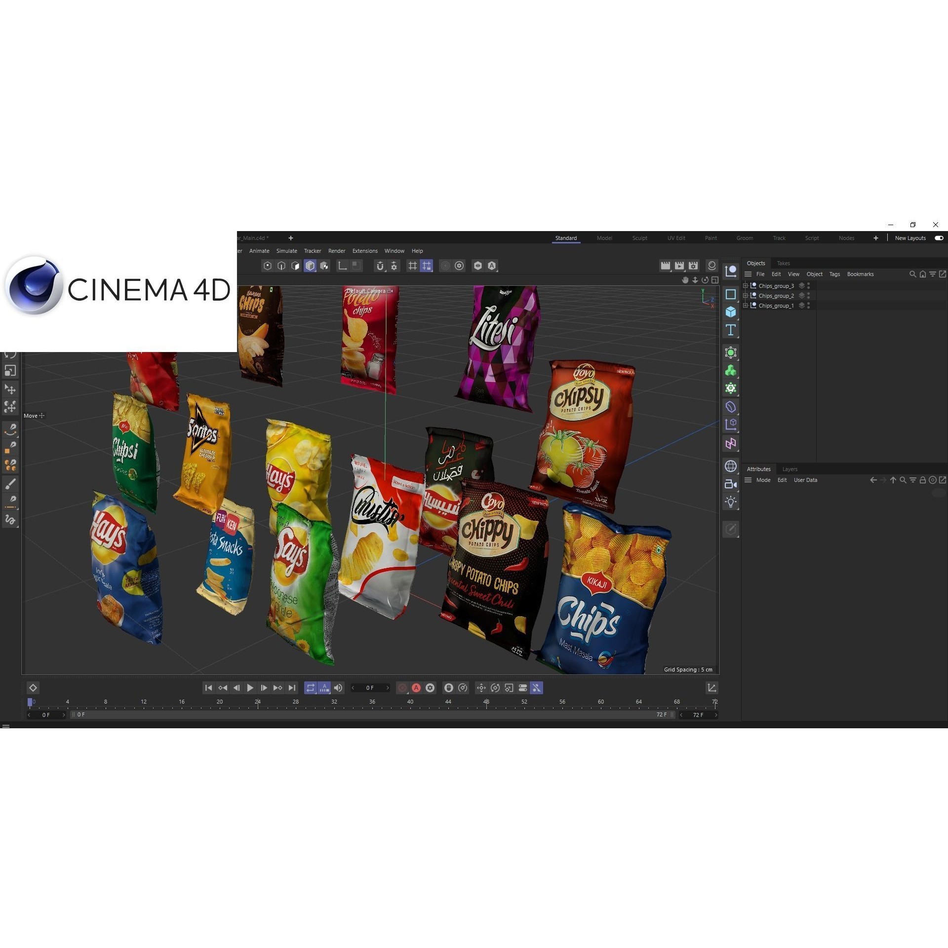 Snack Bars Packages 3D Model – Low Poly Game Asset, PBR Textures - View 15