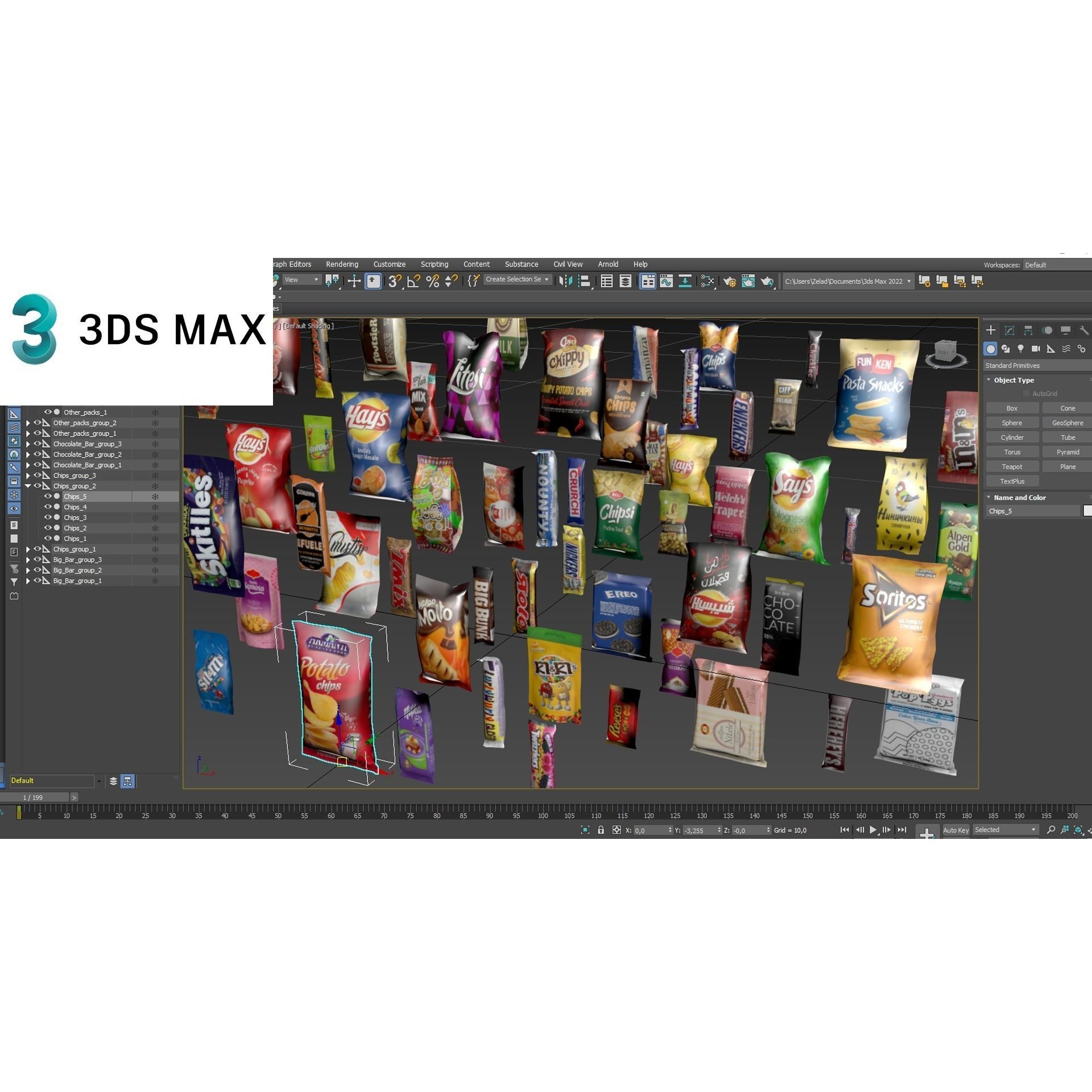 Snack Bars Packages 3D Model – Low Poly Game Asset, PBR Textures - View 16