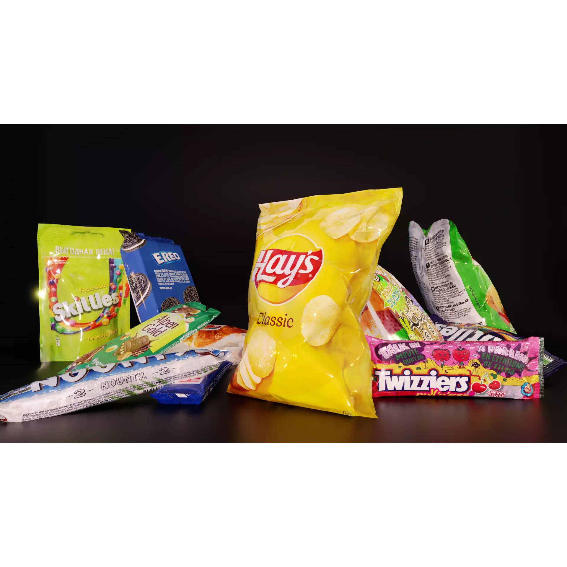 Snack Bars Packages 3D Model – Low Poly Game Asset, PBR Textures - View 2