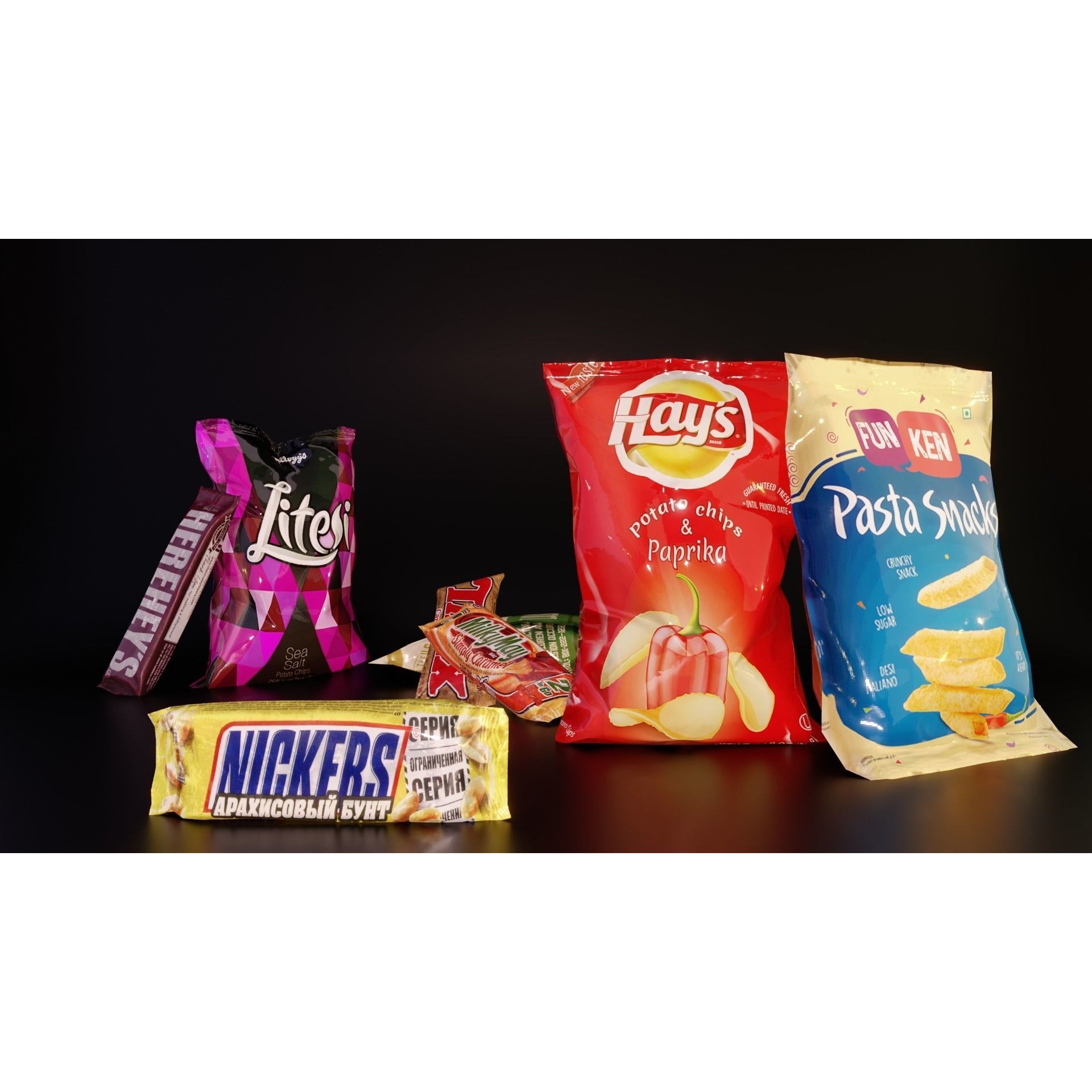 Snack Bars Packages 3D Model – Low Poly Game Asset, PBR Textures - View 6