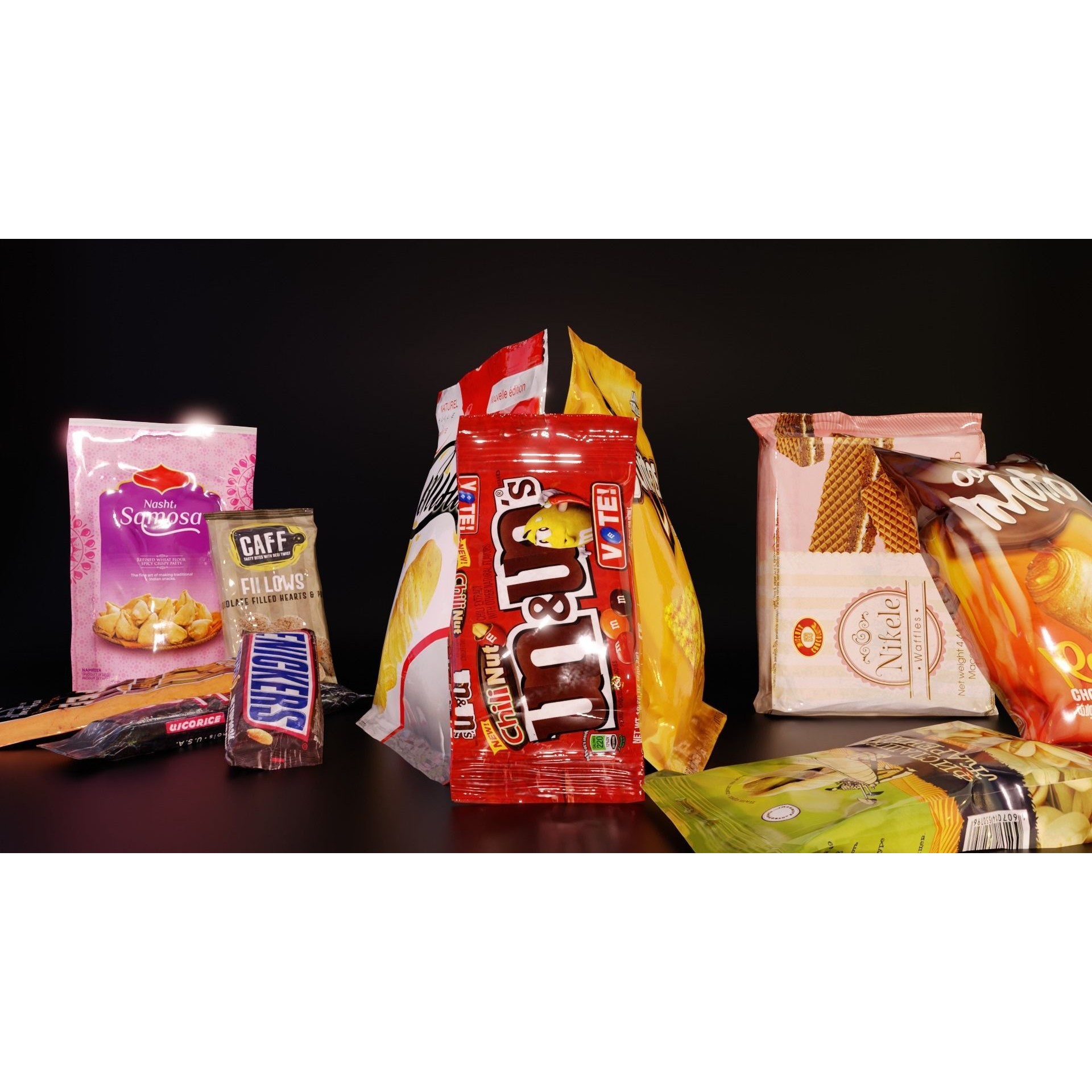 Snack Bars Packages 3D Model – Low Poly Game Asset, PBR Textures - View 7