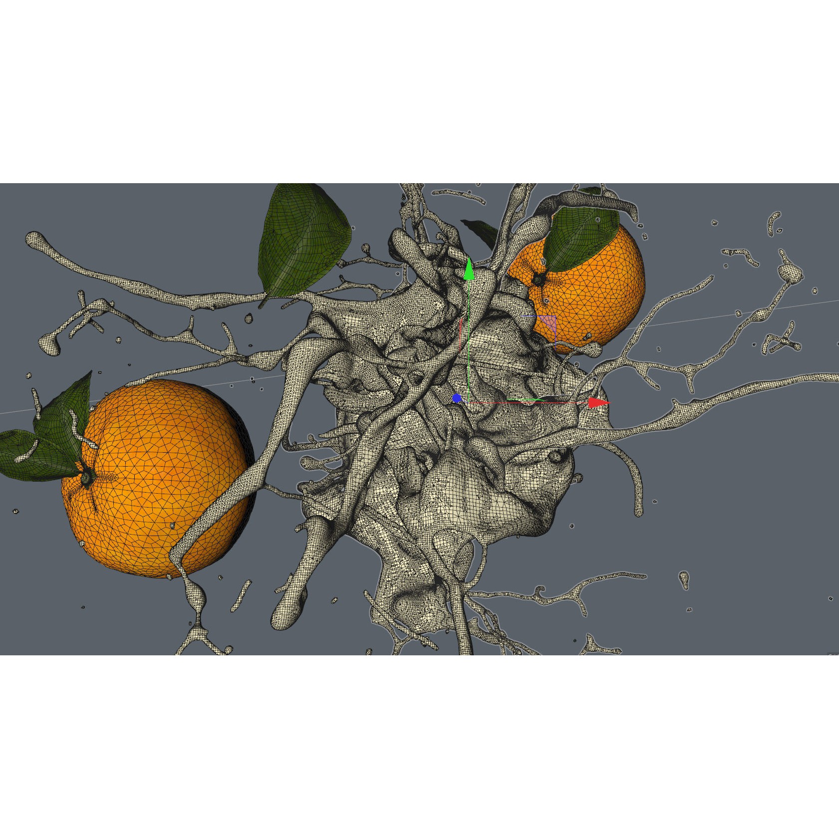 Orange Splash 3D Model – Animated Fluid Asset, Alembic Format