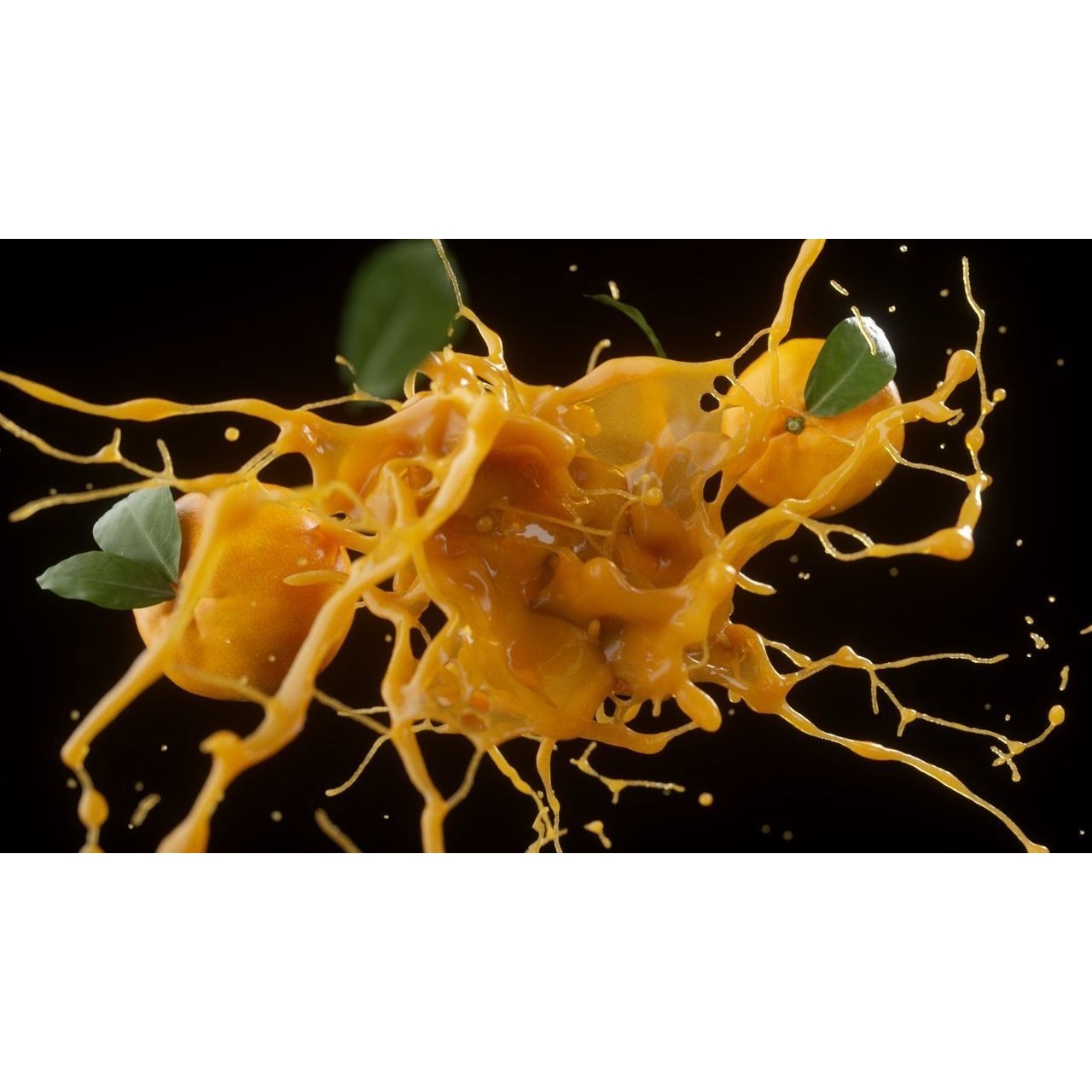 Orange Splash 3D Model – Animated Fluid Asset, Alembic Format - View 4