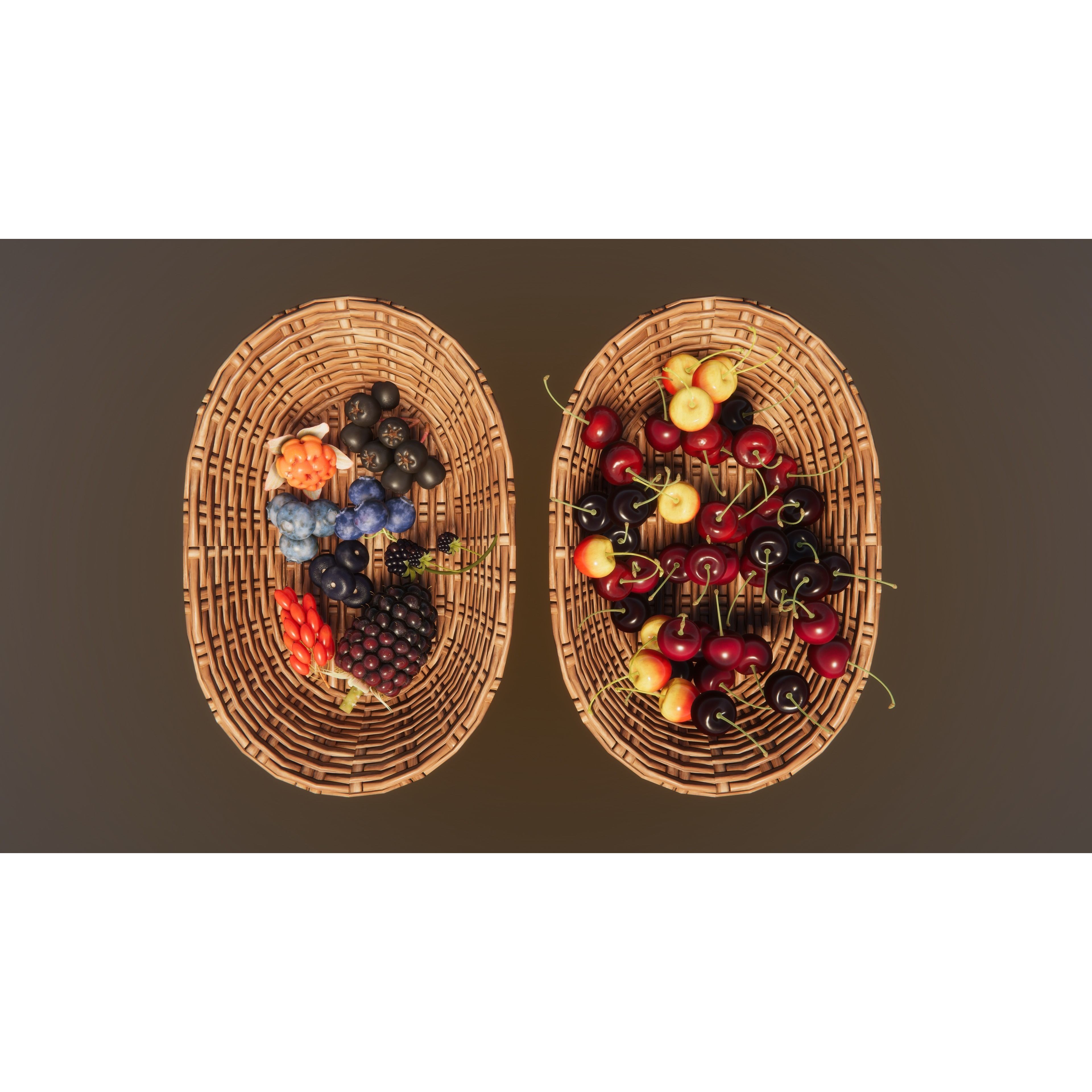 Berries and Cherries 3D Model – High Quality PBR Fruit Assets, FBX - View 3