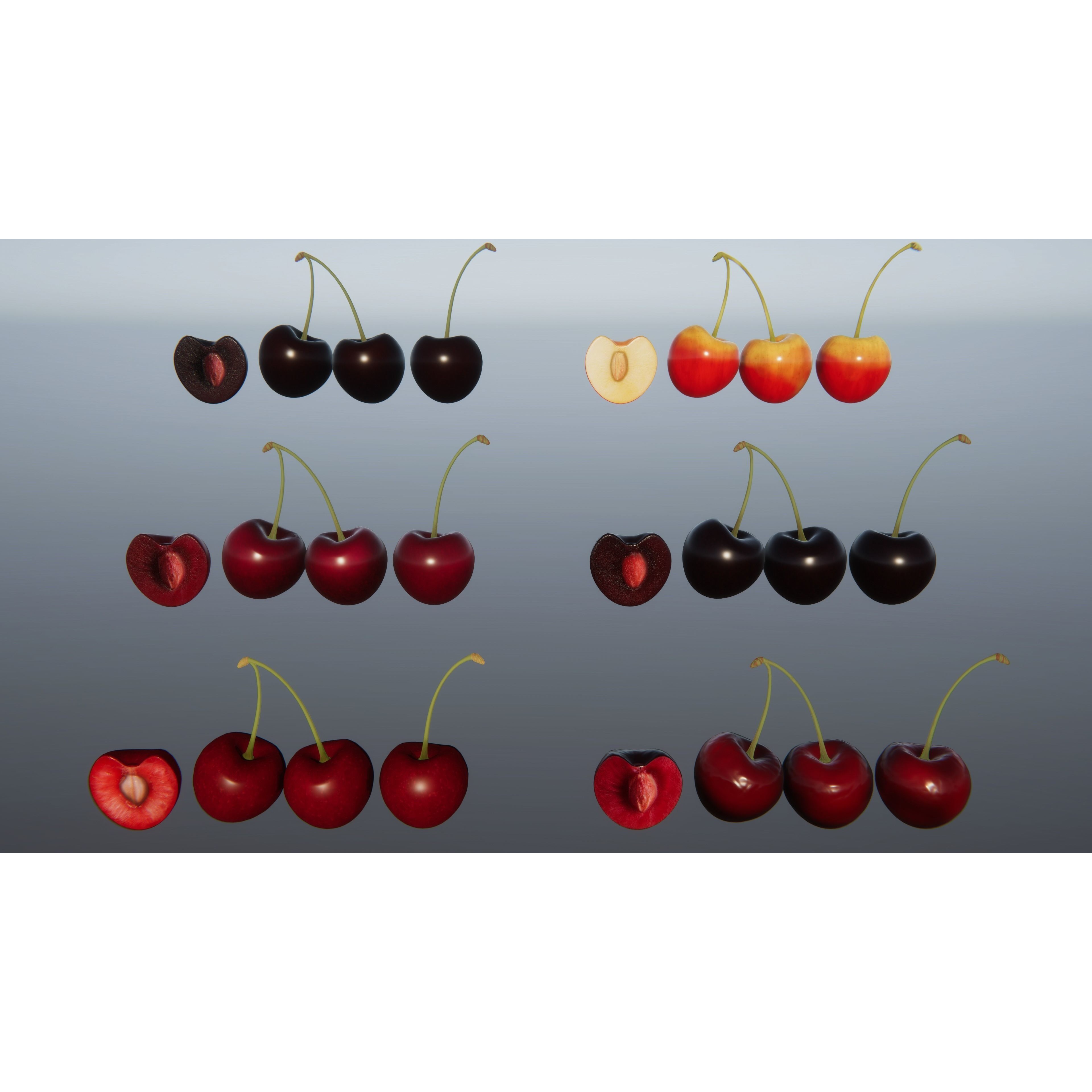 Berries and Cherries 3D Model – High Quality PBR Fruit Assets, FBX - View 6