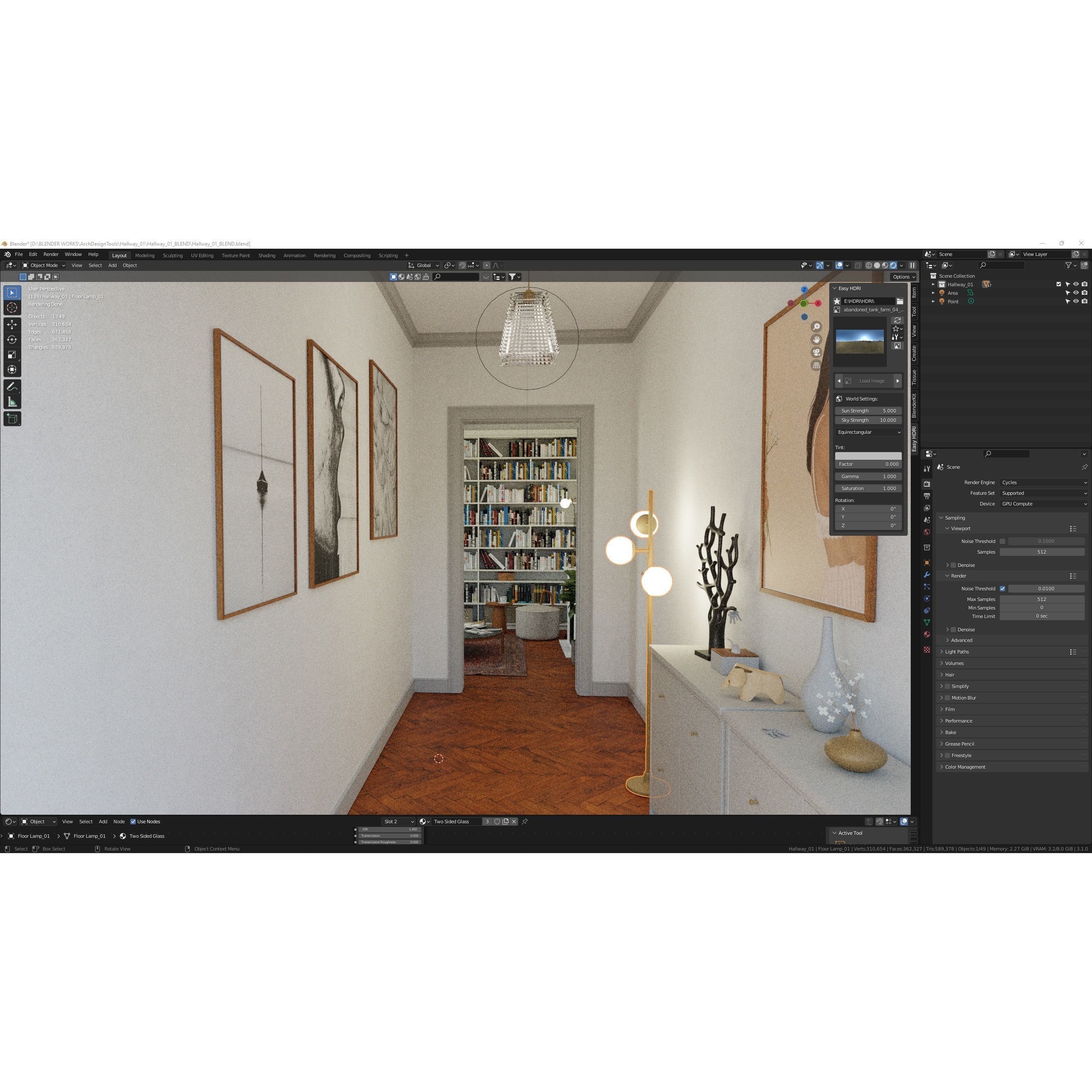 French Hallway and Reading Room - Game-Ready 3D Model - View 10