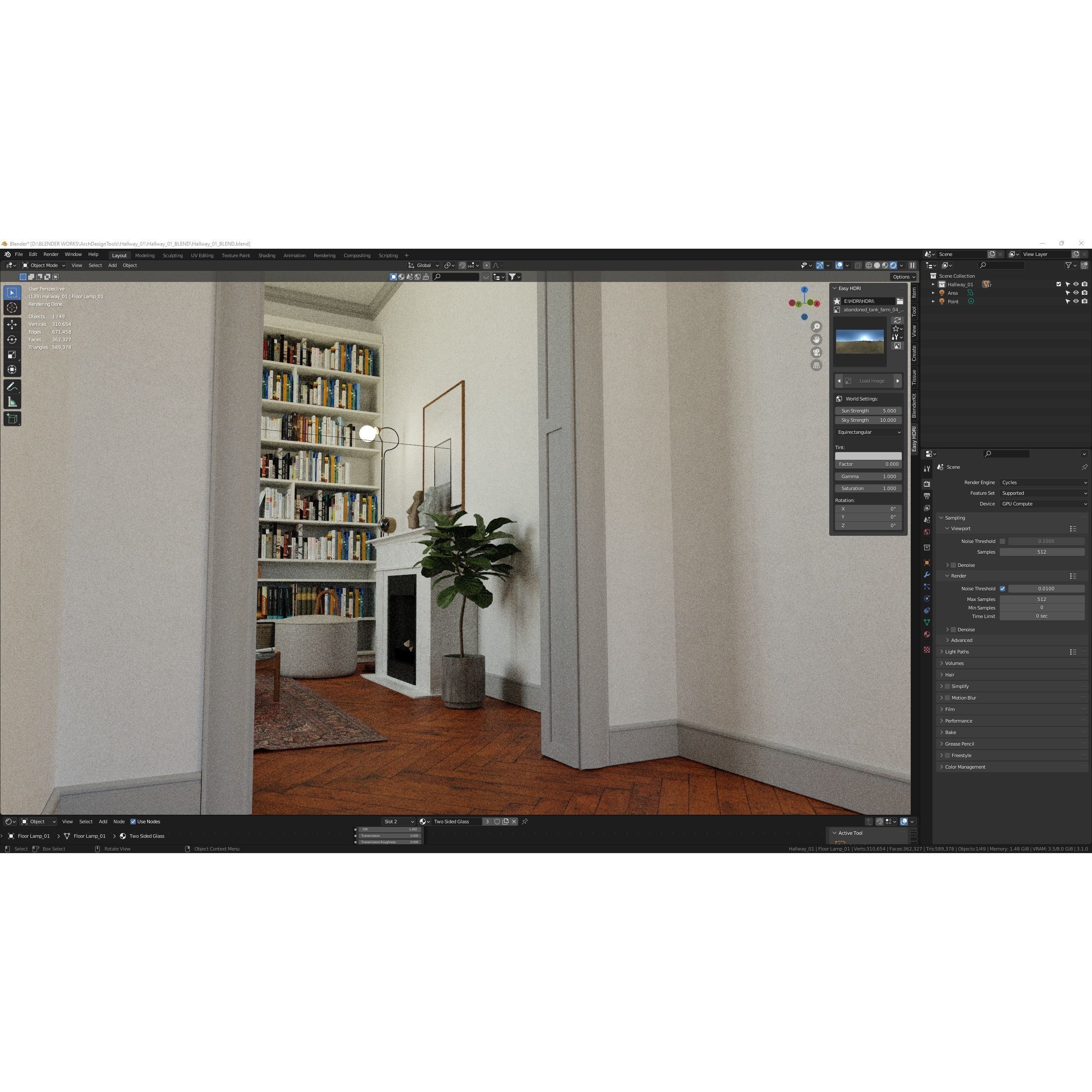 French Hallway and Reading Room - Game-Ready 3D Model - View 11