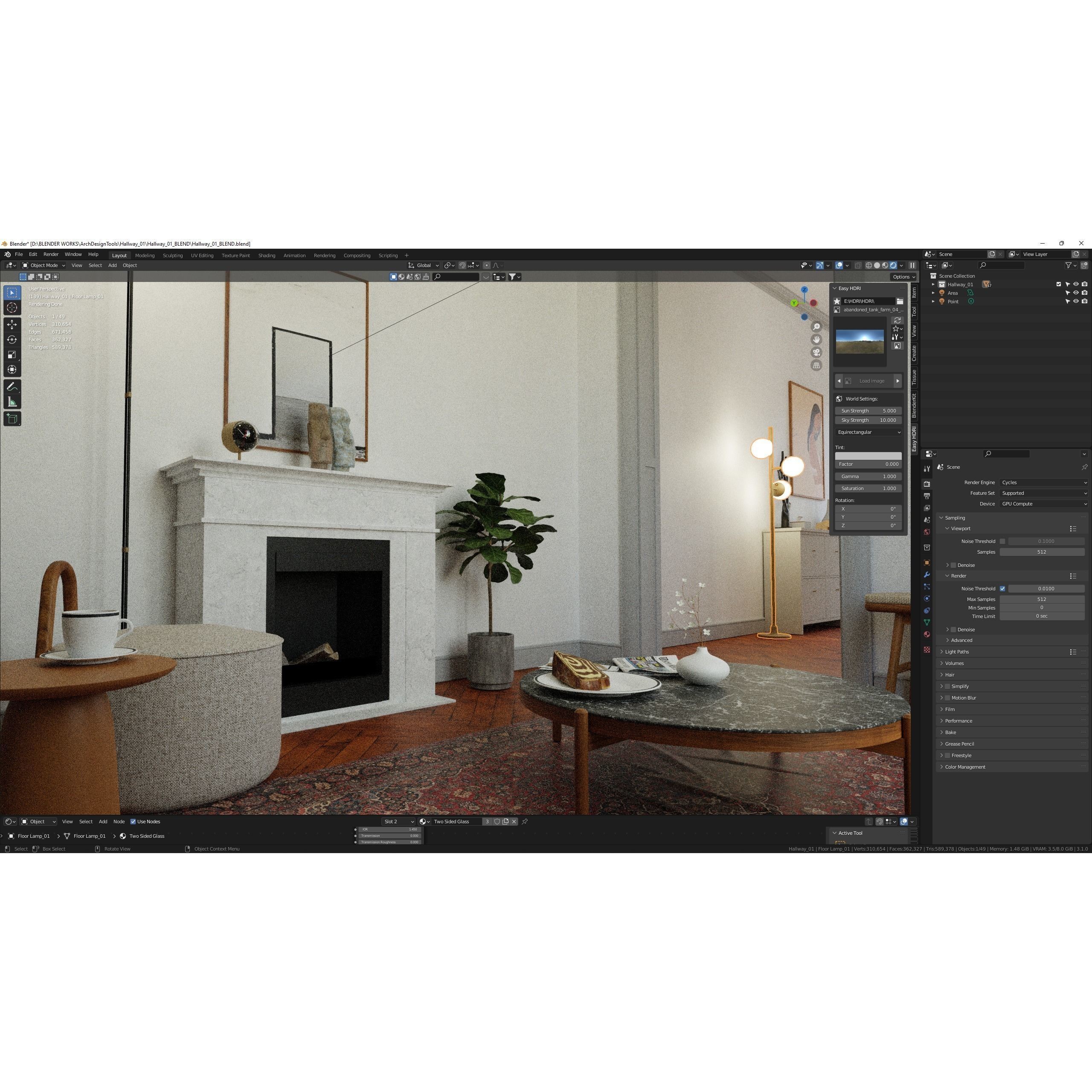 French Hallway and Reading Room - Game-Ready 3D Model - View 12