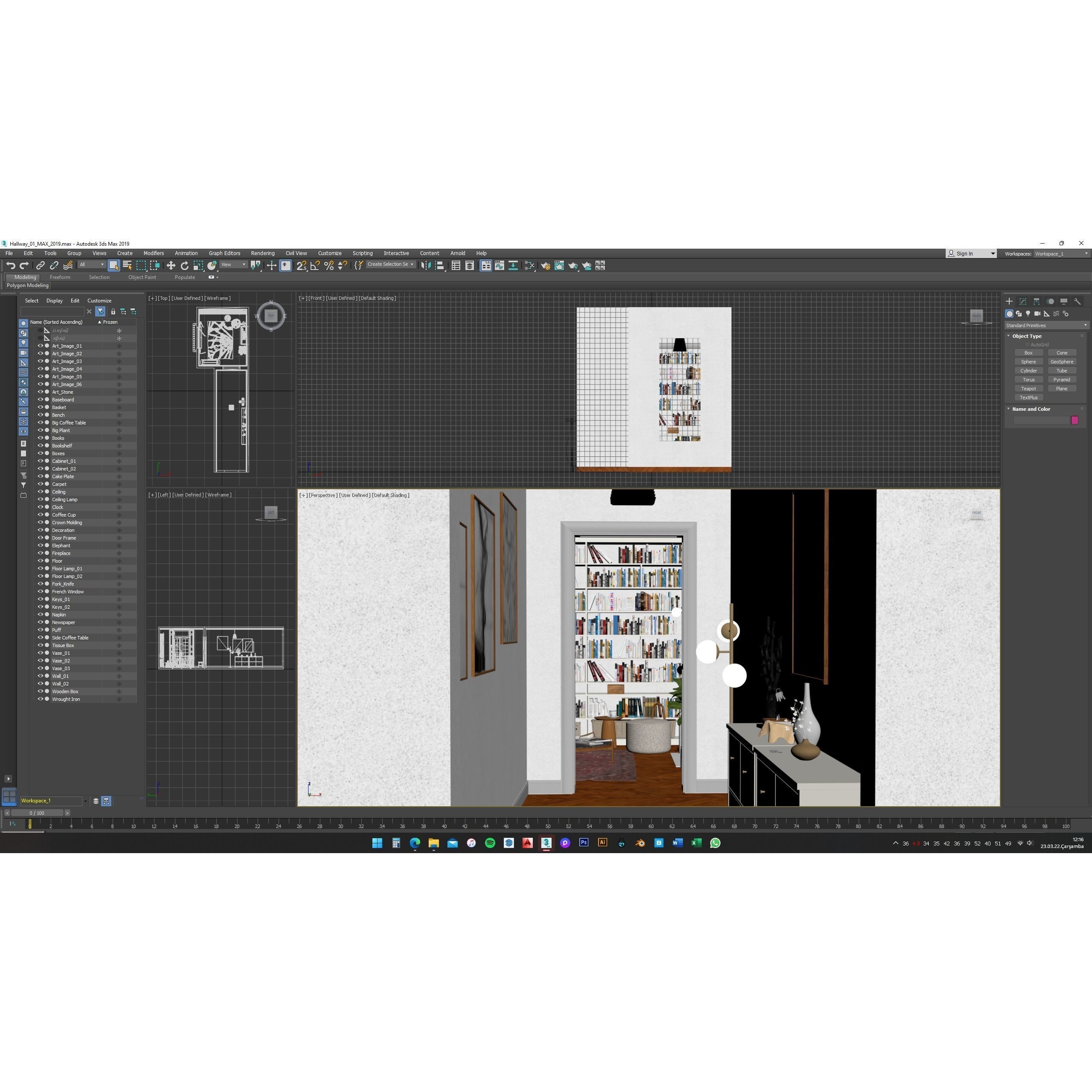 French Hallway and Reading Room - Game-Ready 3D Model - View 15