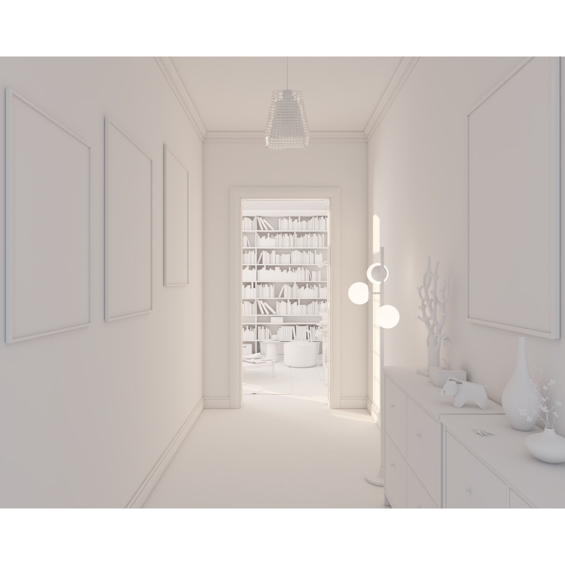 French Hallway and Reading Room - Game-Ready 3D Model - View 16