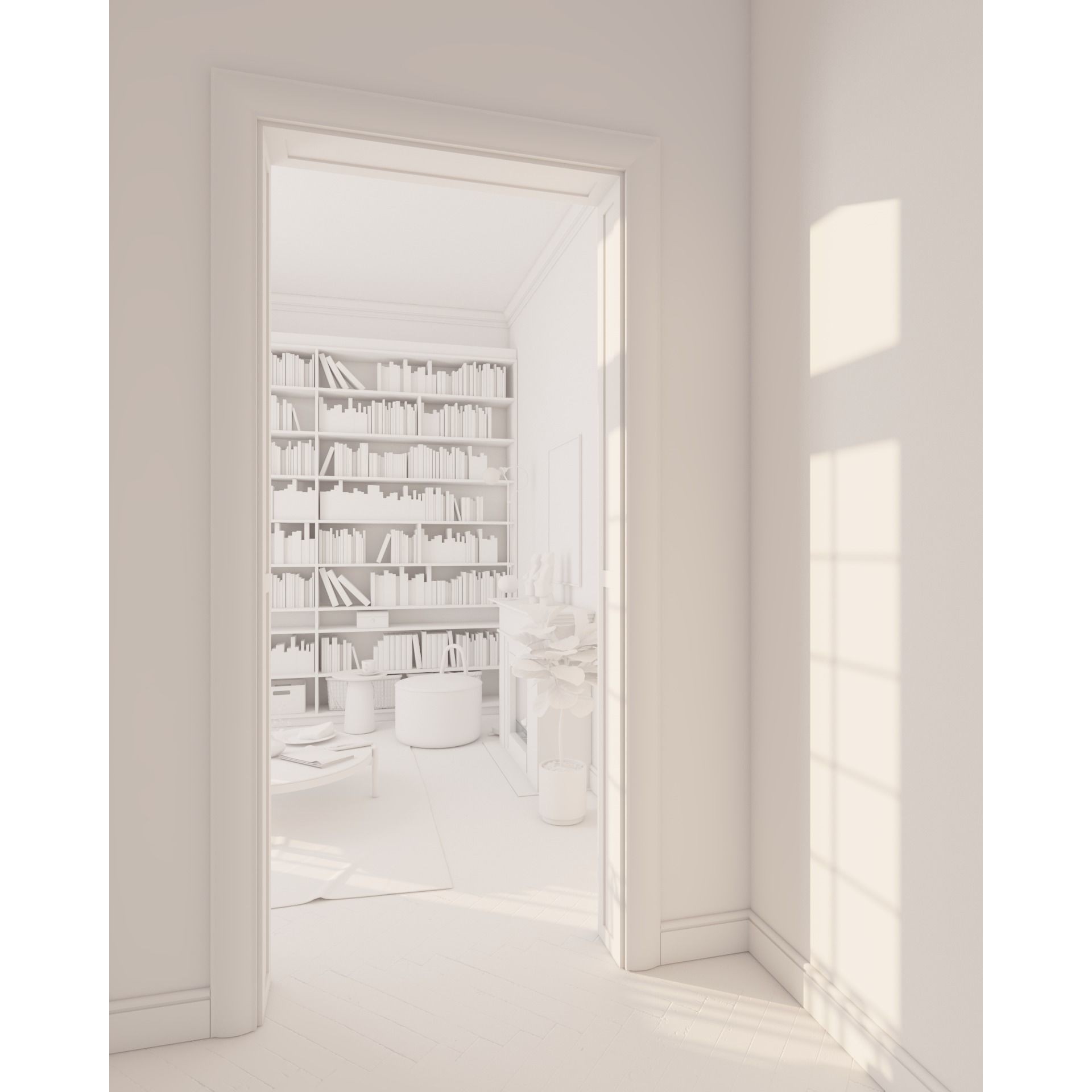 French Hallway and Reading Room - Game-Ready 3D Model - View 17