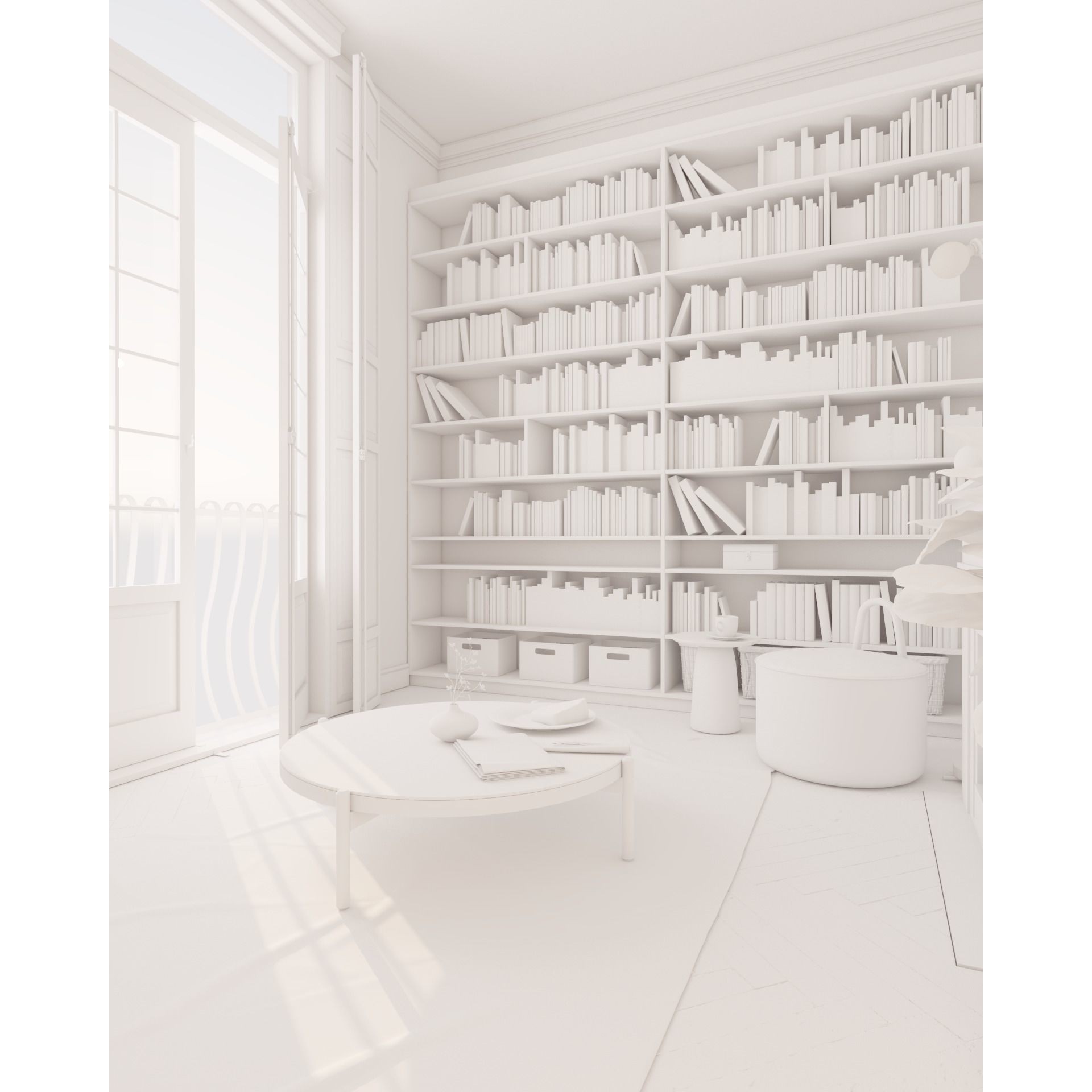 French Hallway and Reading Room - Game-Ready 3D Model - View 18