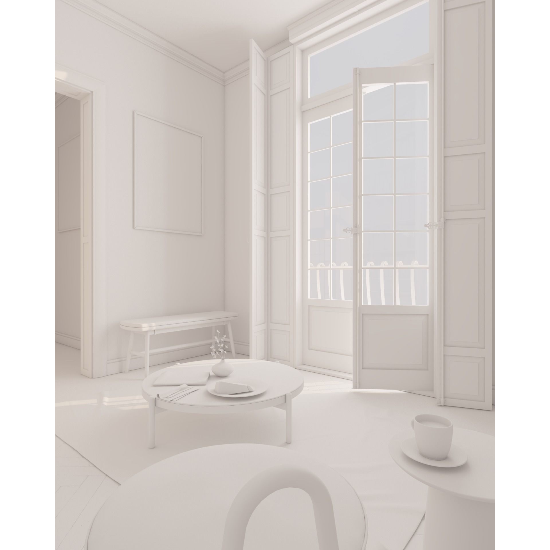 French Hallway and Reading Room - Game-Ready 3D Model - View 19