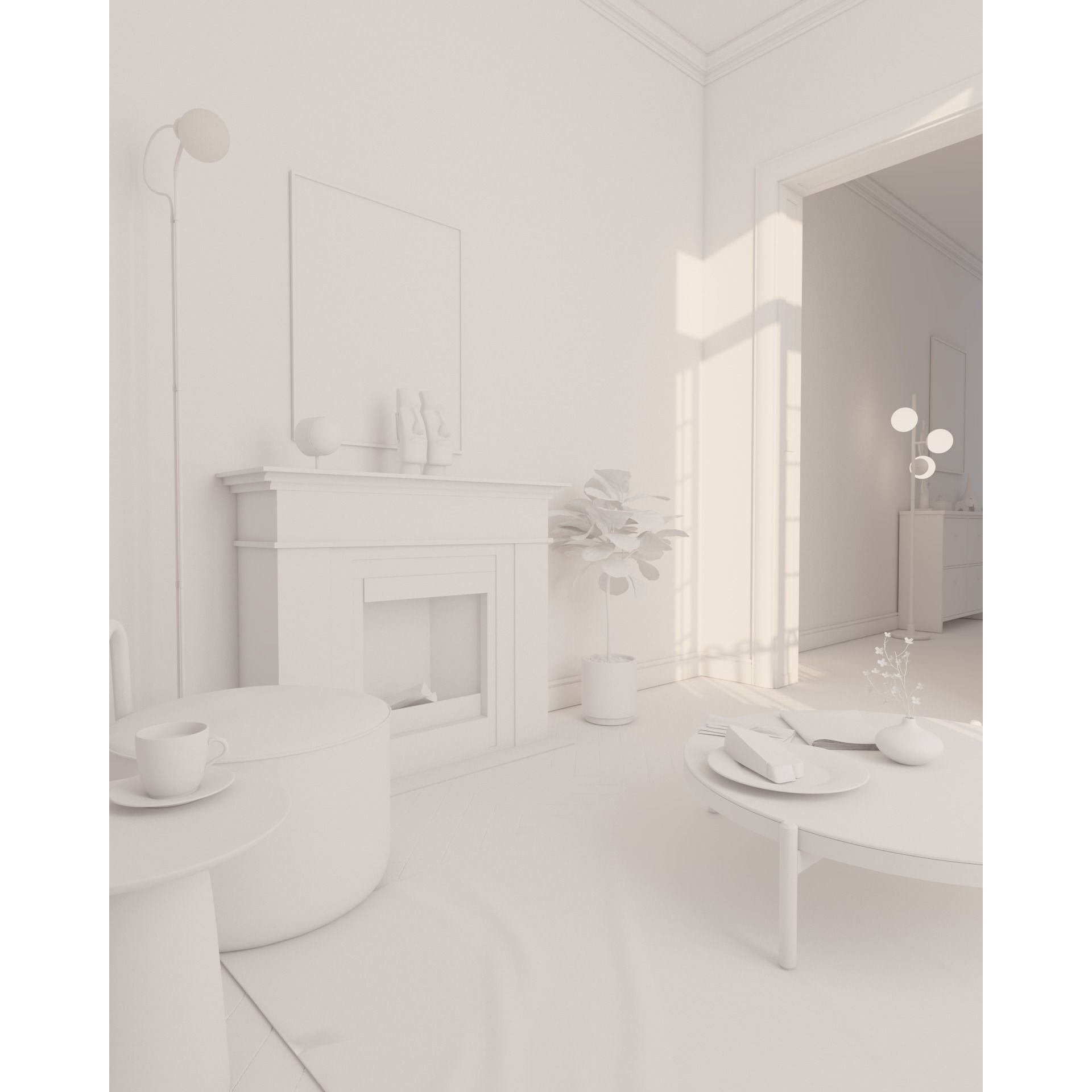French Hallway and Reading Room - Game-Ready 3D Model - View 20