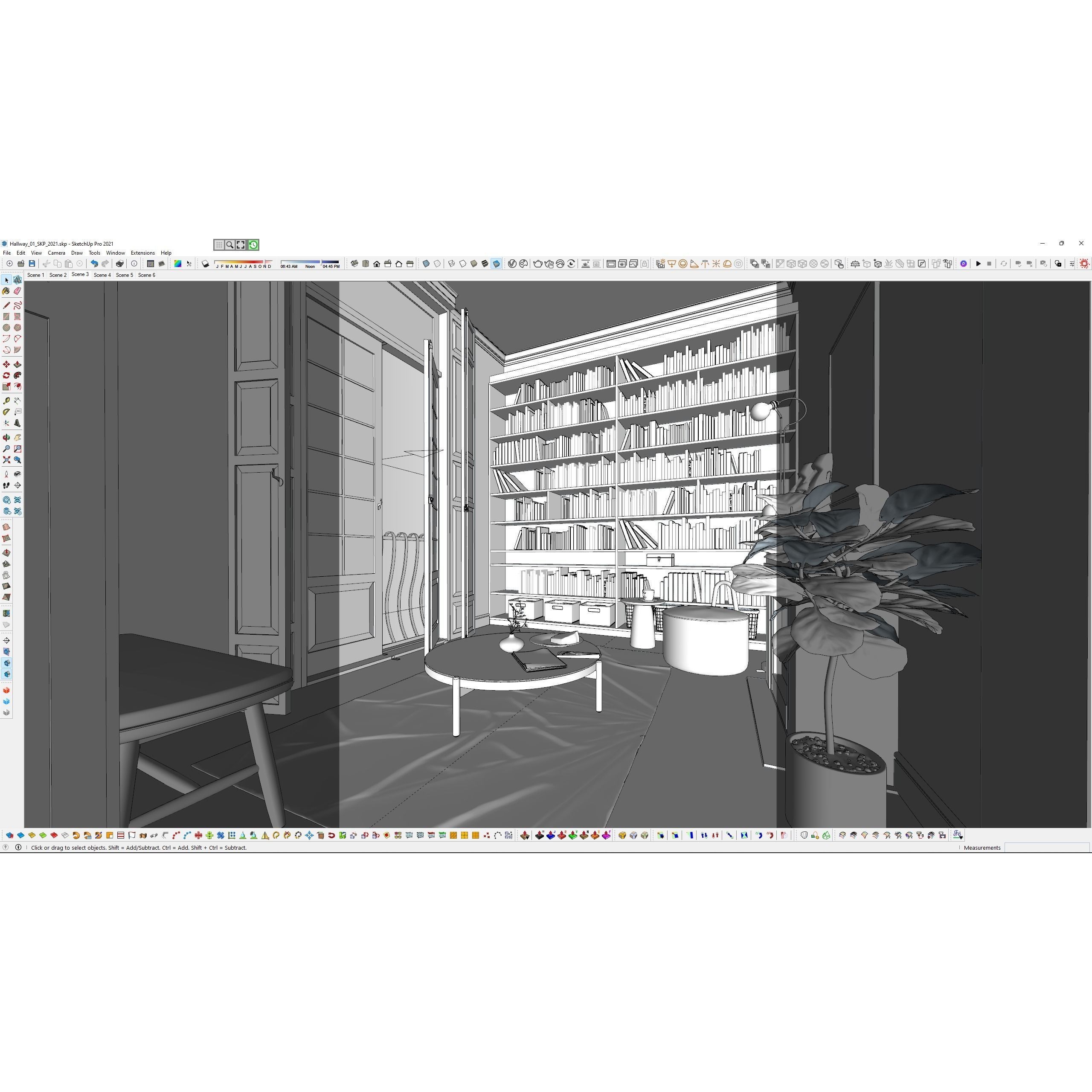 French Hallway and Reading Room - Game-Ready 3D Model - View 24