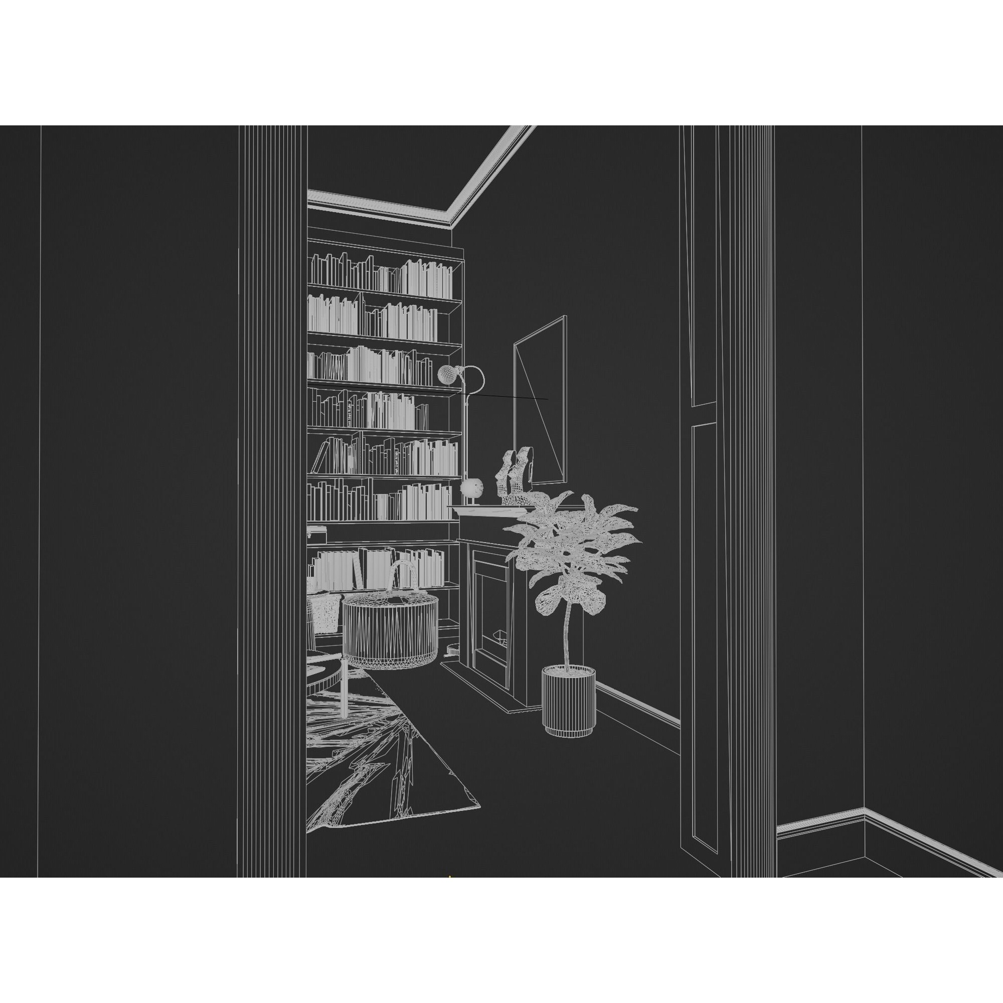 French Hallway and Reading Room - Game-Ready 3D Model - View 29