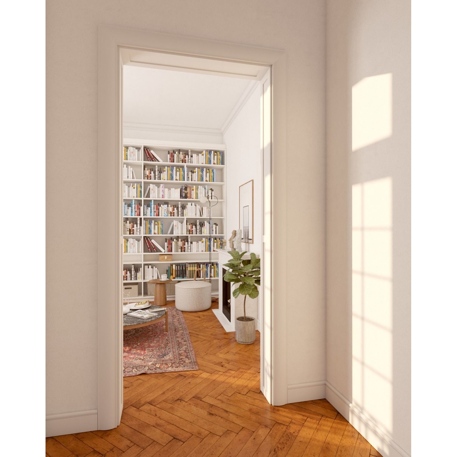 French Hallway and Reading Room - Game-Ready 3D Model - View 3