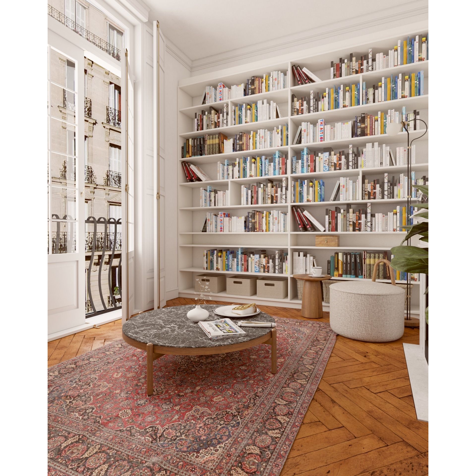 French Hallway and Reading Room - Game-Ready 3D Model - View 4