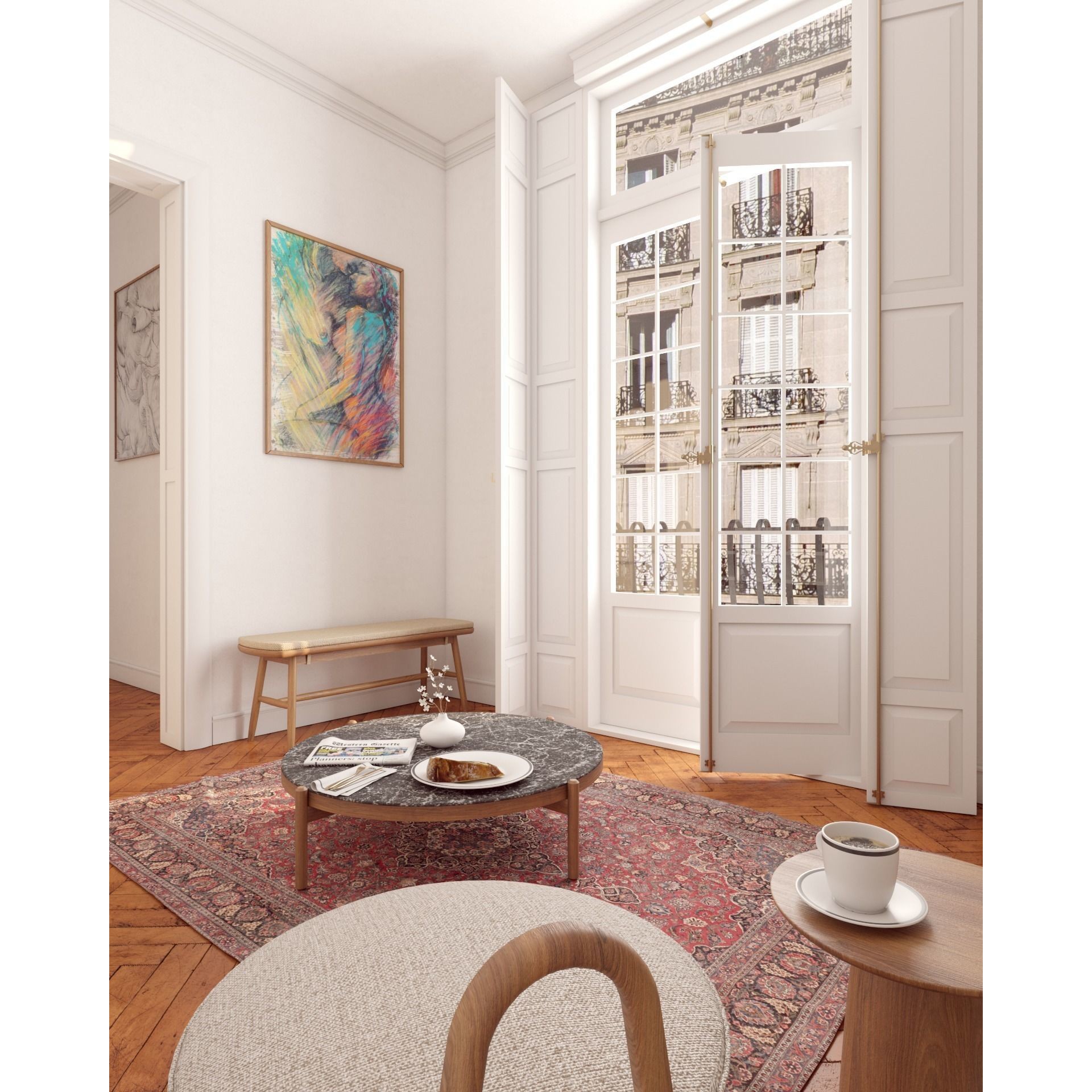 French Hallway and Reading Room - Game-Ready 3D Model - View 5