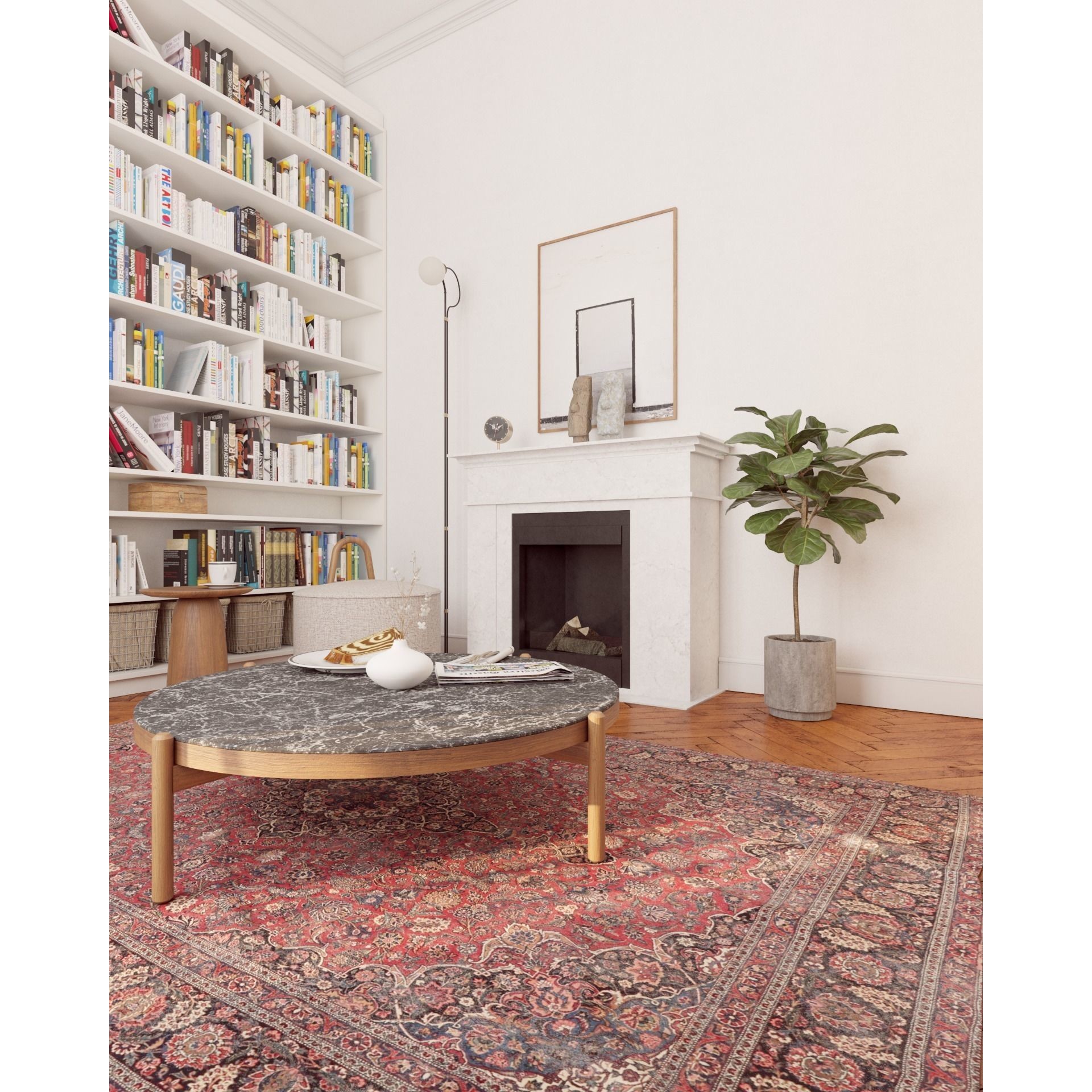 French Hallway and Reading Room - Game-Ready 3D Model - View 7