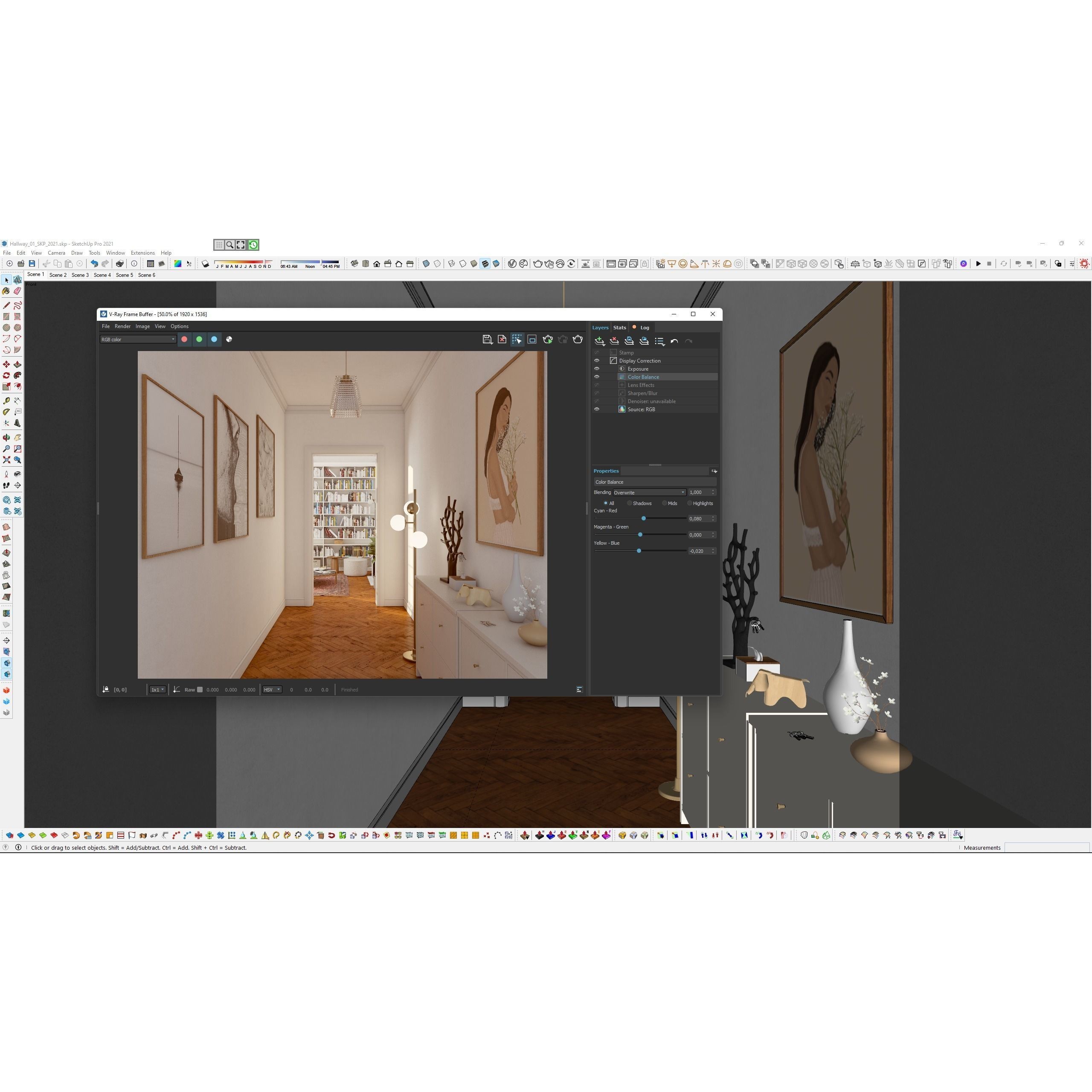 French Hallway and Reading Room - Game-Ready 3D Model - View 8