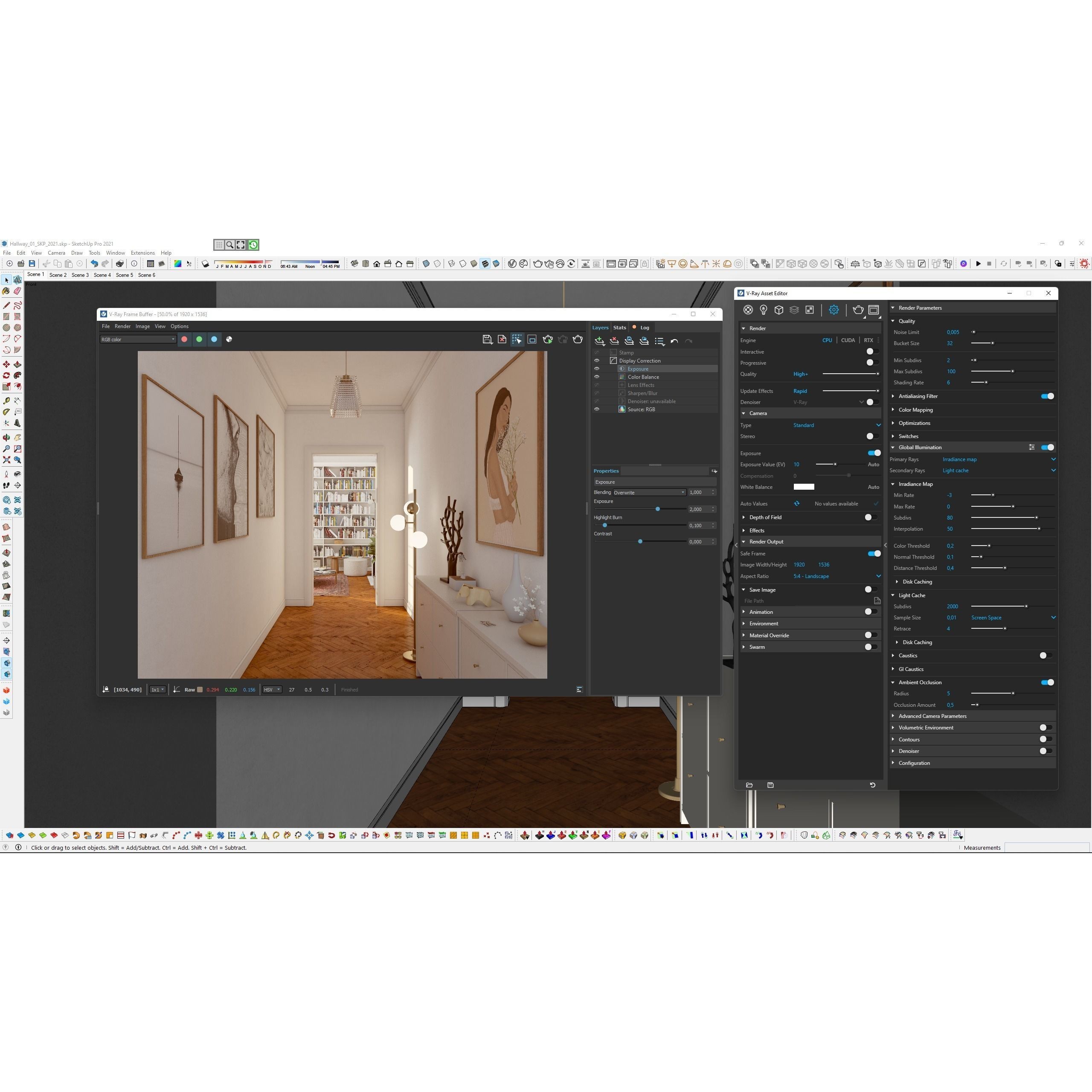 French Hallway and Reading Room - Game-Ready 3D Model - View 9