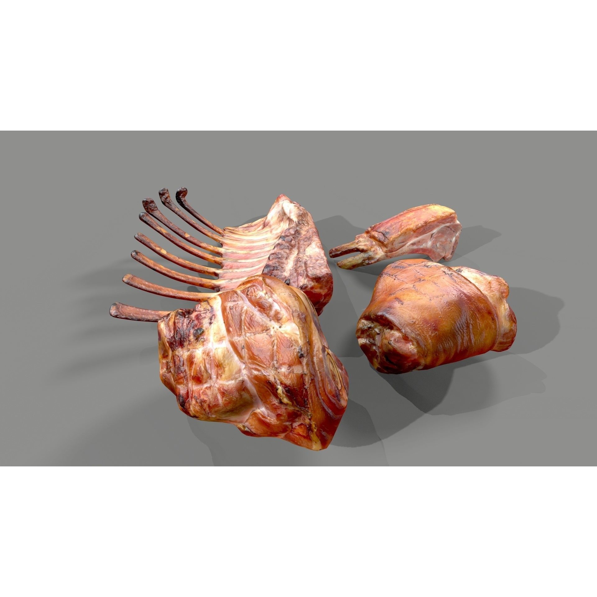 Grilled Ribs 3D Model – Low Poly Food Asset, OBJ & Textures - View 11