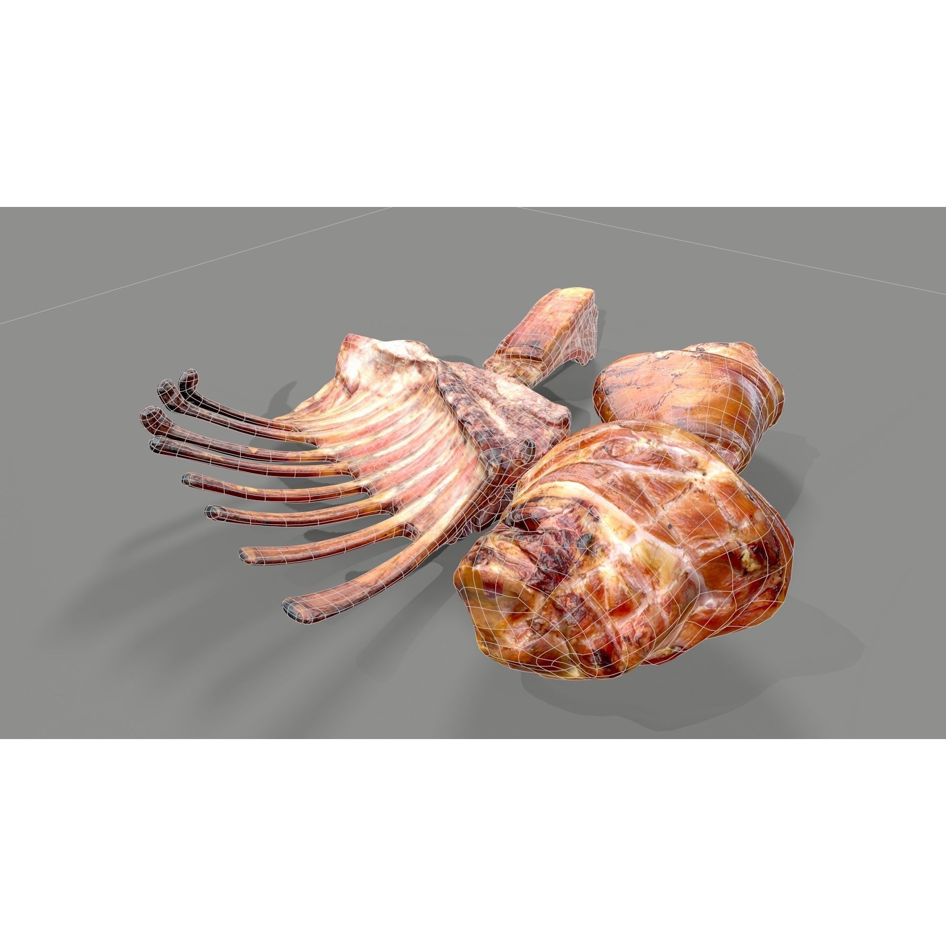 Grilled Ribs 3D Model – Low Poly Food Asset, OBJ & Textures - View 12