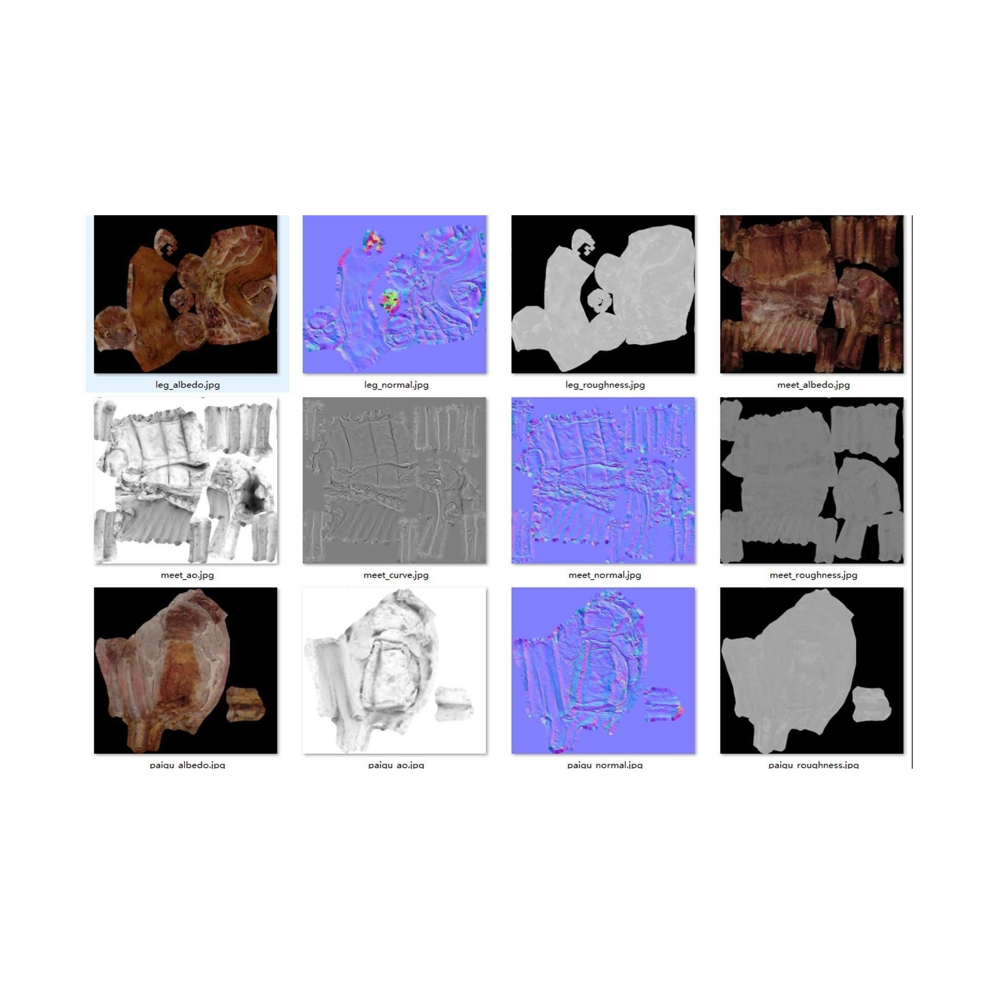 Grilled Ribs 3D Model – Low Poly Food Asset, OBJ & Textures - View 14