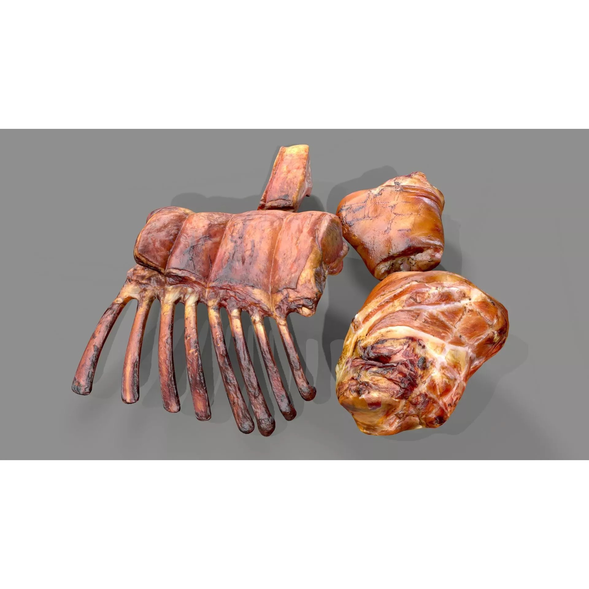 Grilled Ribs 3D Model – Low Poly Food Asset, OBJ & Textures - View 2