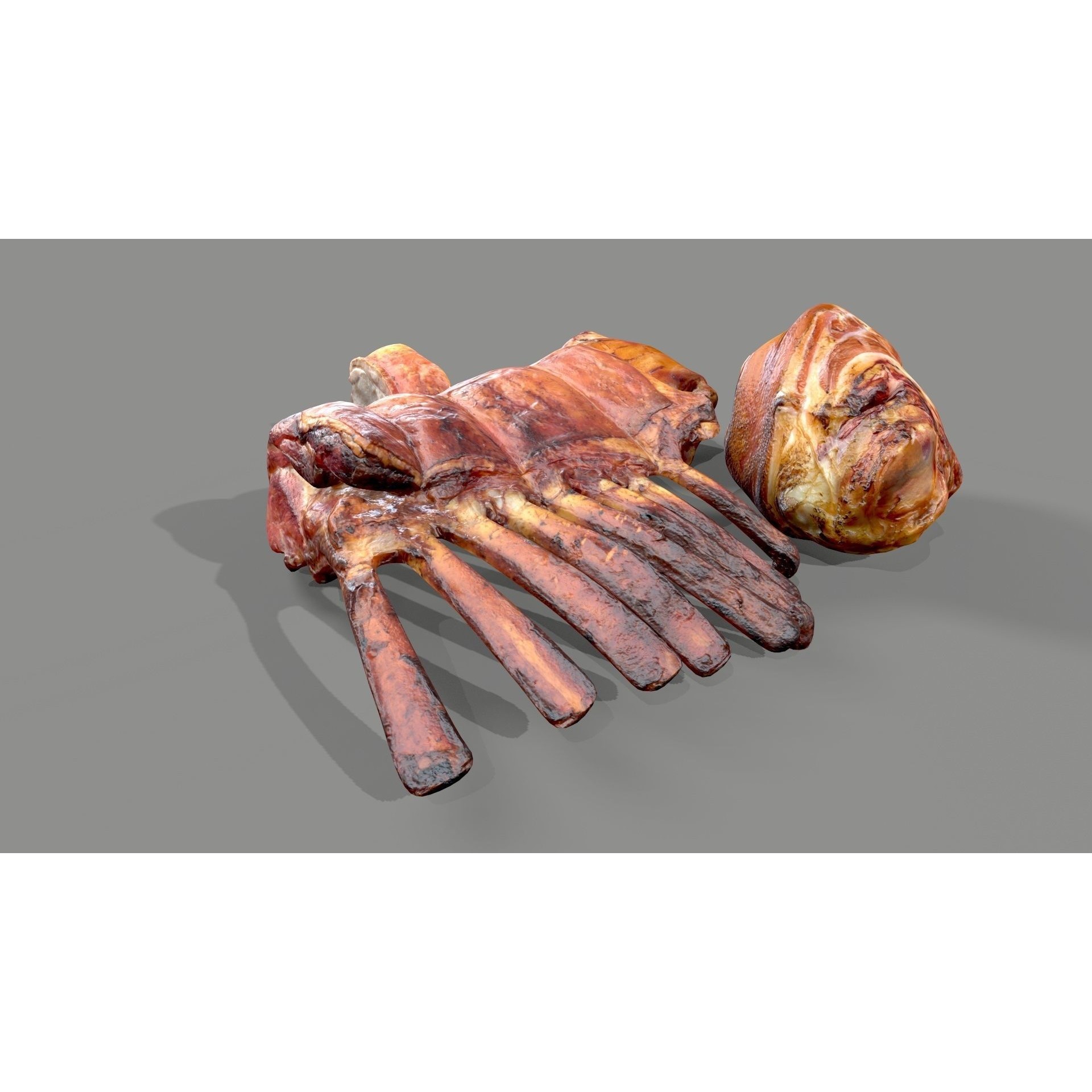 Grilled Ribs 3D Model – Low Poly Food Asset, OBJ & Textures - View 3