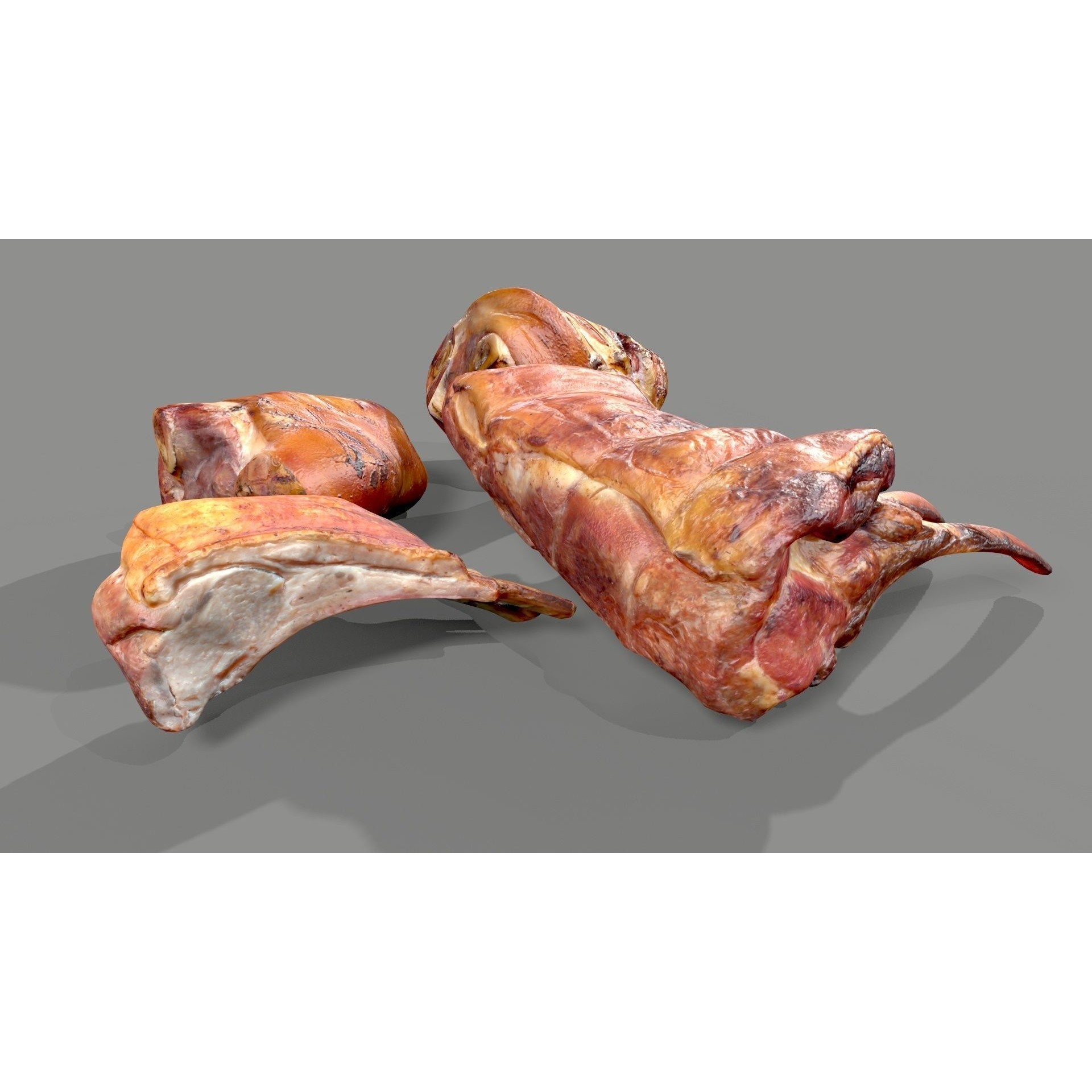 Grilled Ribs 3D Model – Low Poly Food Asset, OBJ & Textures - View 4