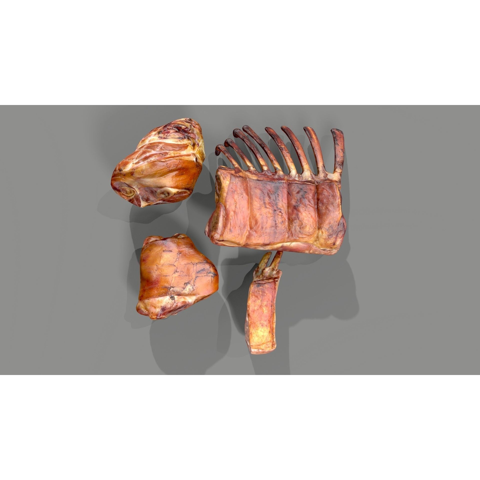 Grilled Ribs 3D Model – Low Poly Food Asset, OBJ & Textures - View 5