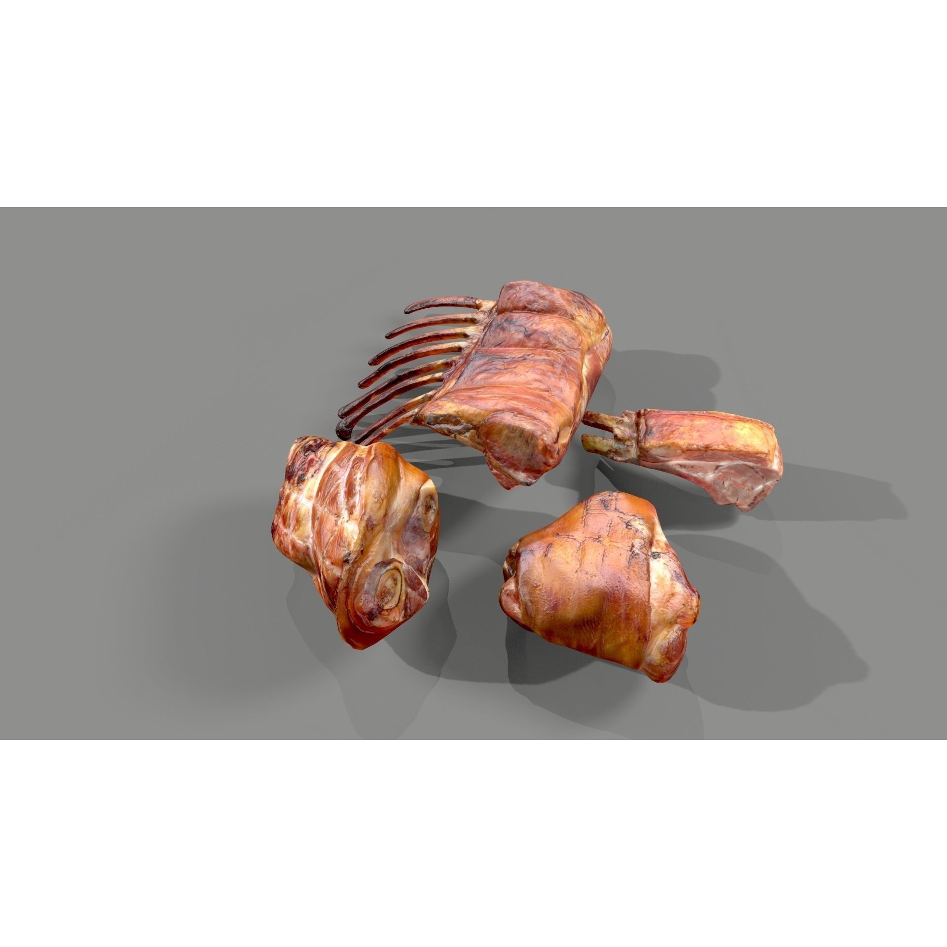 Grilled Ribs 3D Model – Low Poly Food Asset, OBJ & Textures - View 6