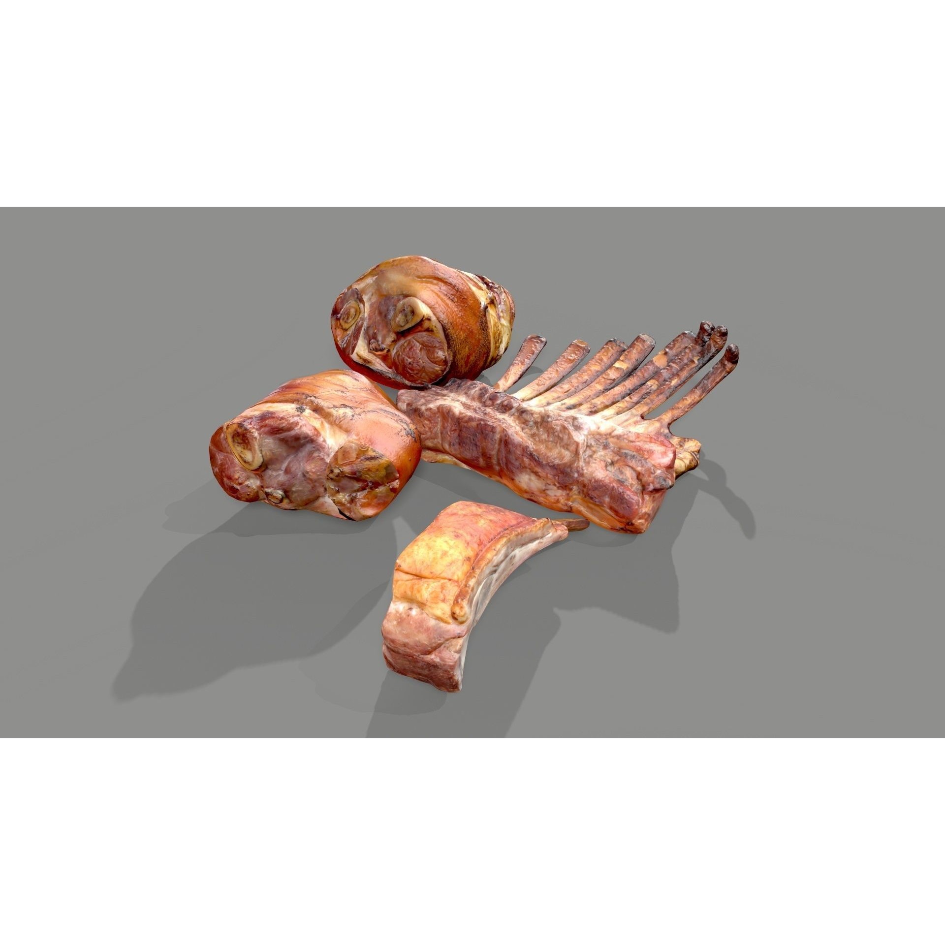 Grilled Ribs 3D Model – Low Poly Food Asset, OBJ & Textures - View 9