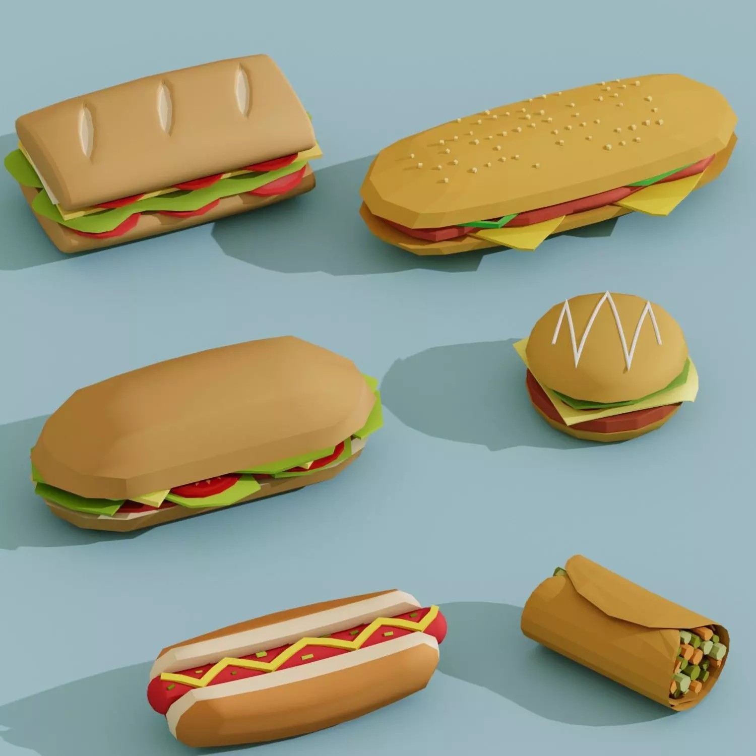 Food Mega Collection 3D Model – Low Poly Game-Ready Asset, FBX, OBJ - View 6