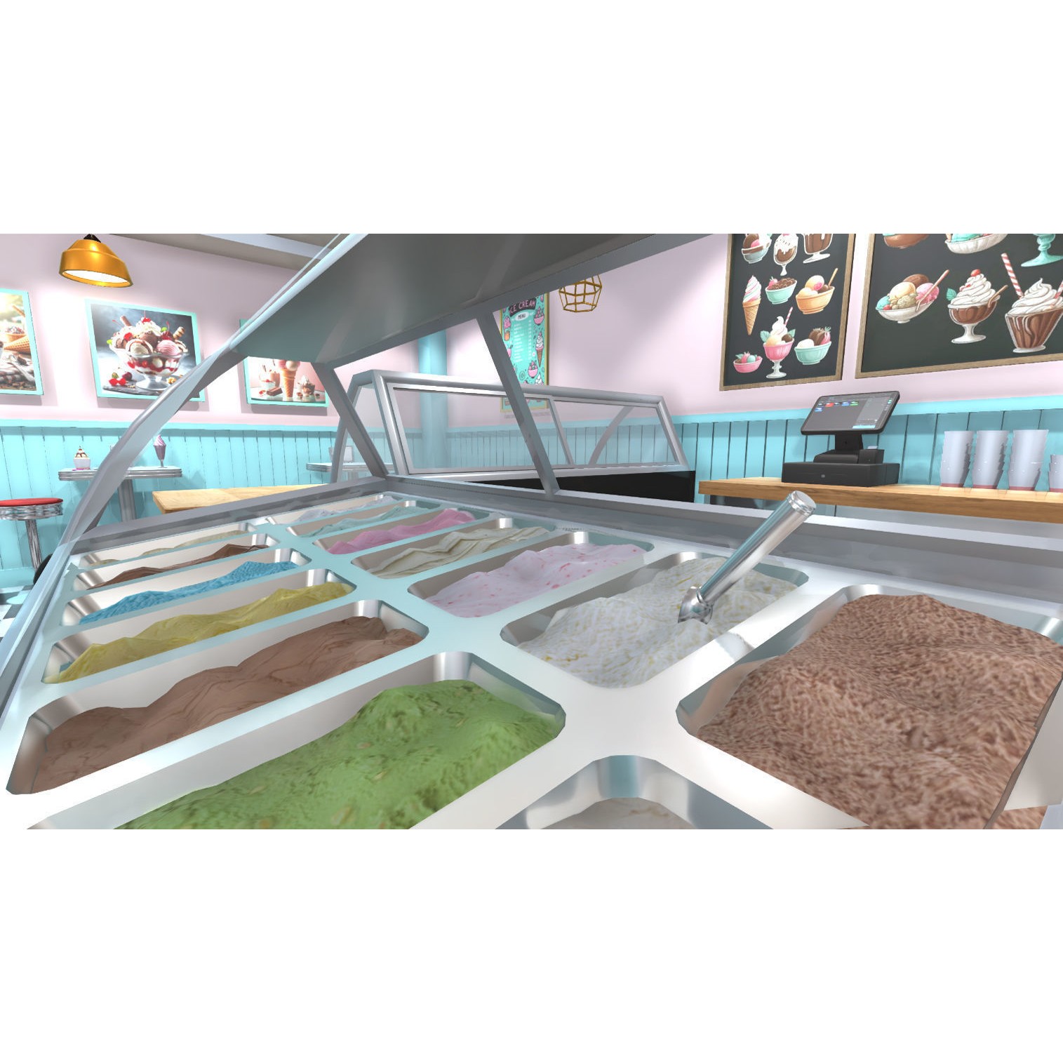Ice Cream Shop Interior 3D Model – Low Poly Game Asset, FBX