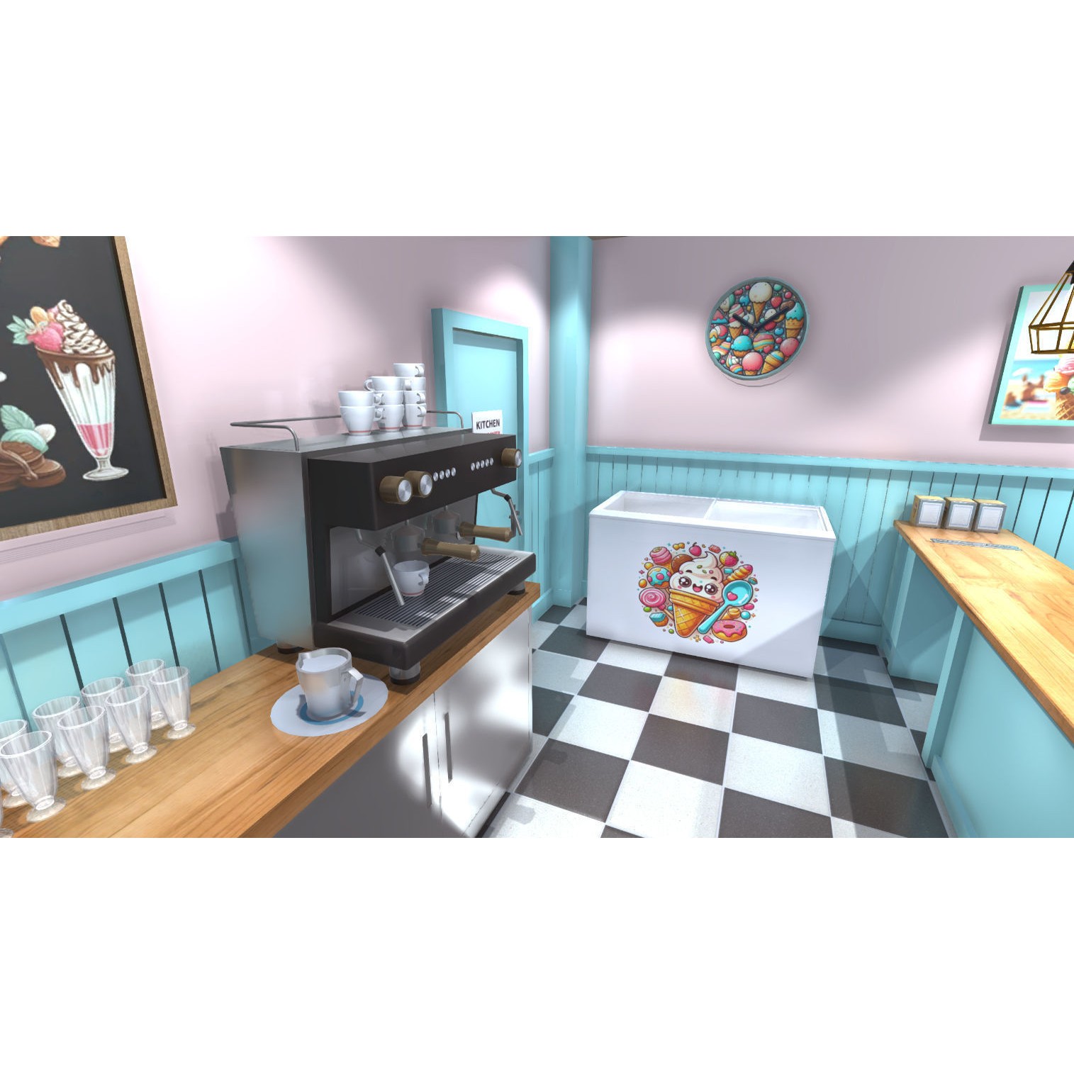 Ice Cream Shop Interior 3D Model – Low Poly Game Asset, FBX - View 12