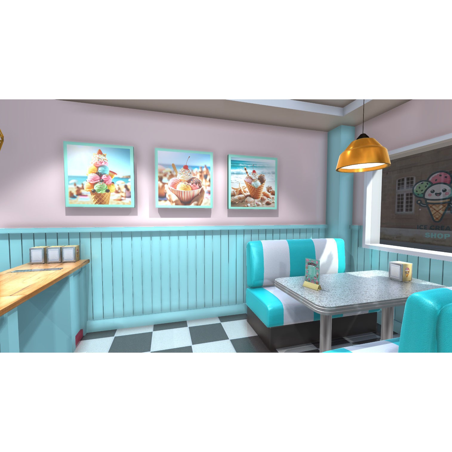 Ice Cream Shop Interior 3D Model – Low Poly Game Asset, FBX - View 13