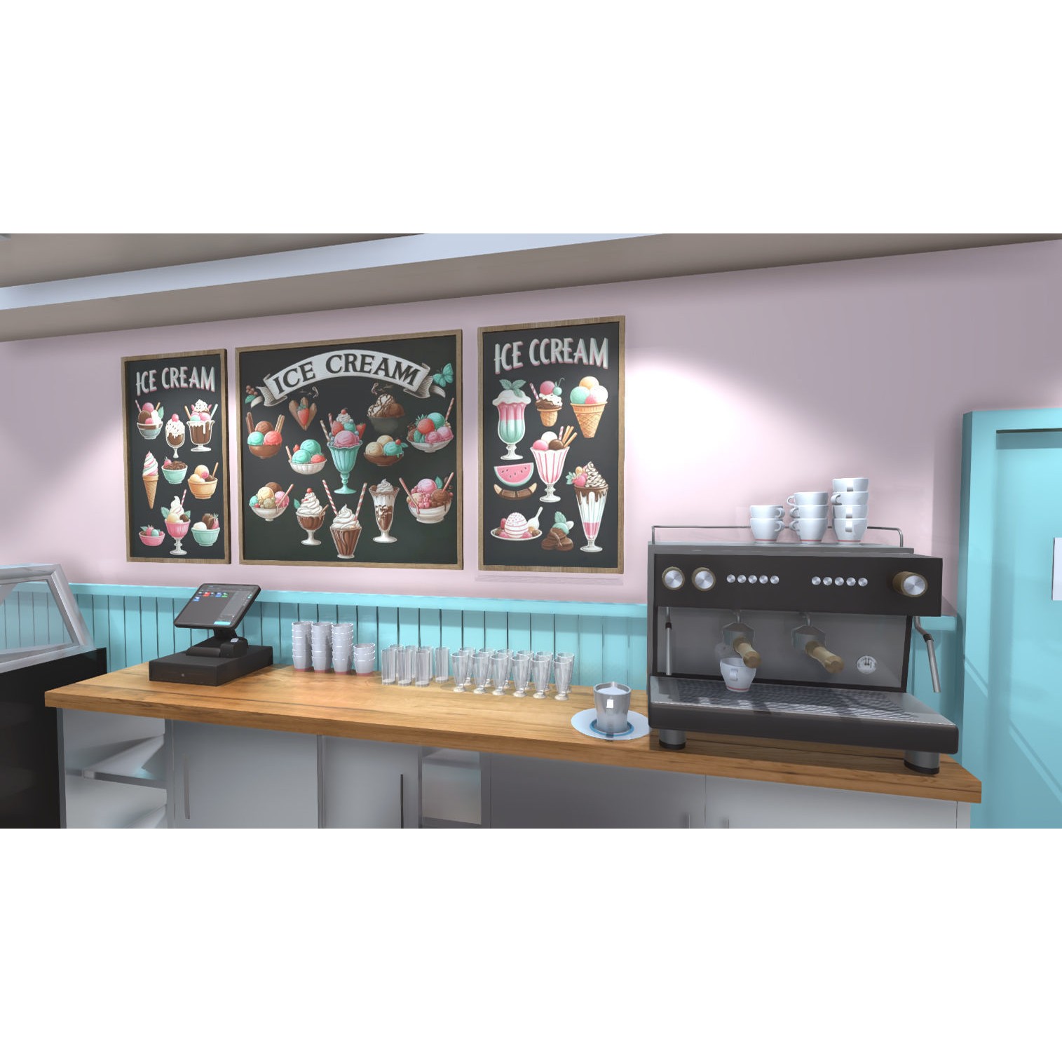 Ice Cream Shop Interior 3D Model – Low Poly Game Asset, FBX - View 7