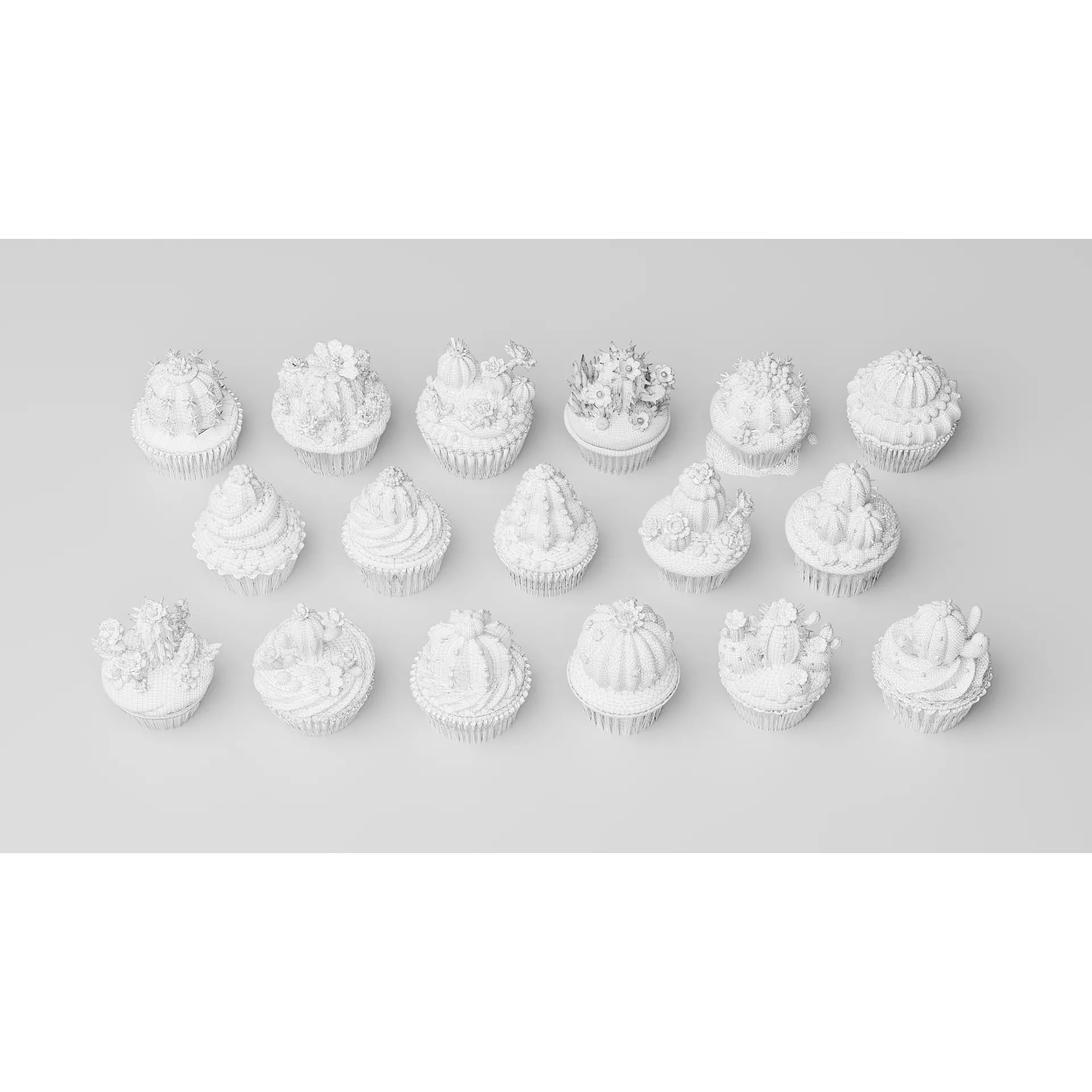 Cactus Cupcake 3D Model – PBR Textured, Game-Ready Formats