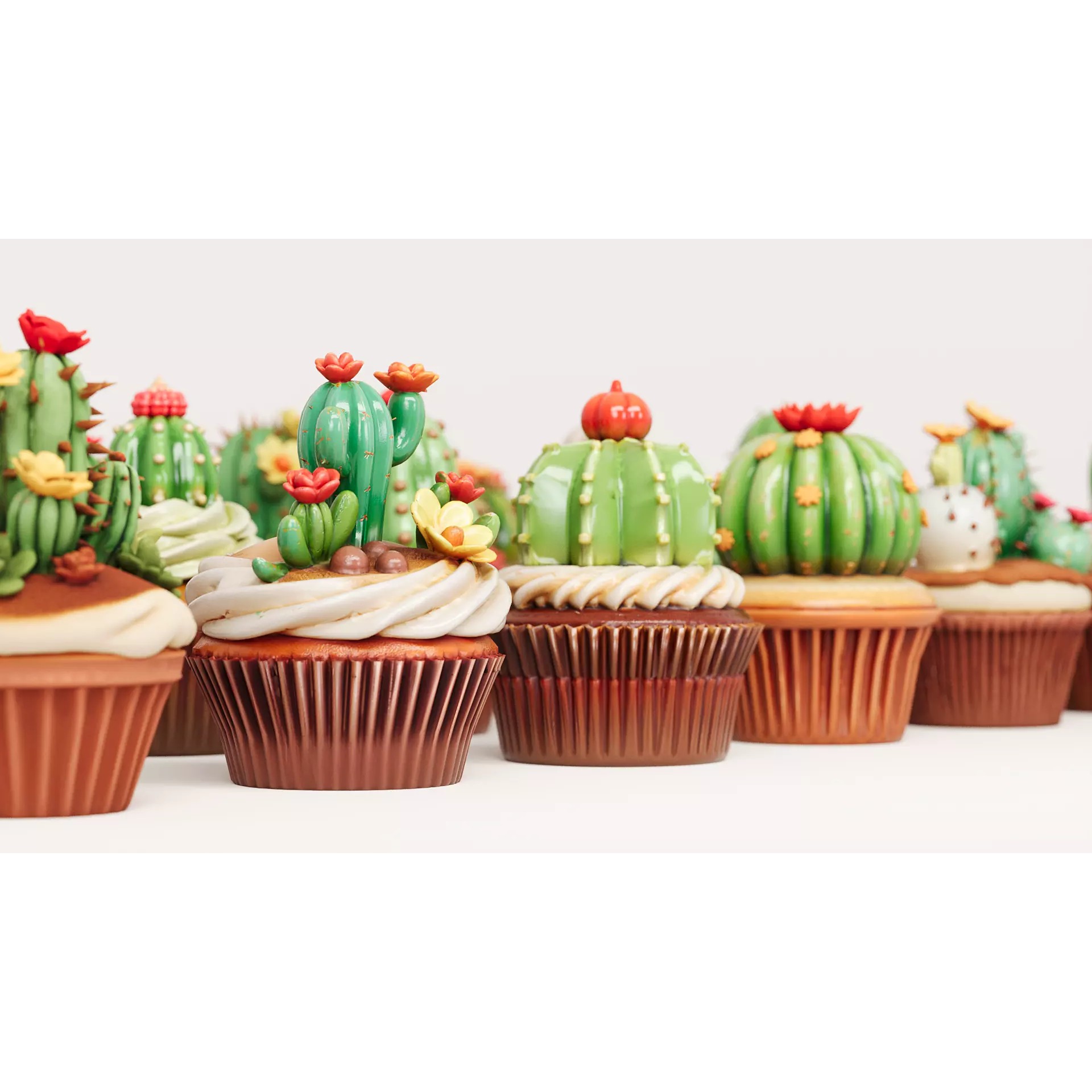 Cactus Cupcake 3D Model – PBR Textured, Game-Ready Formats - View 4
