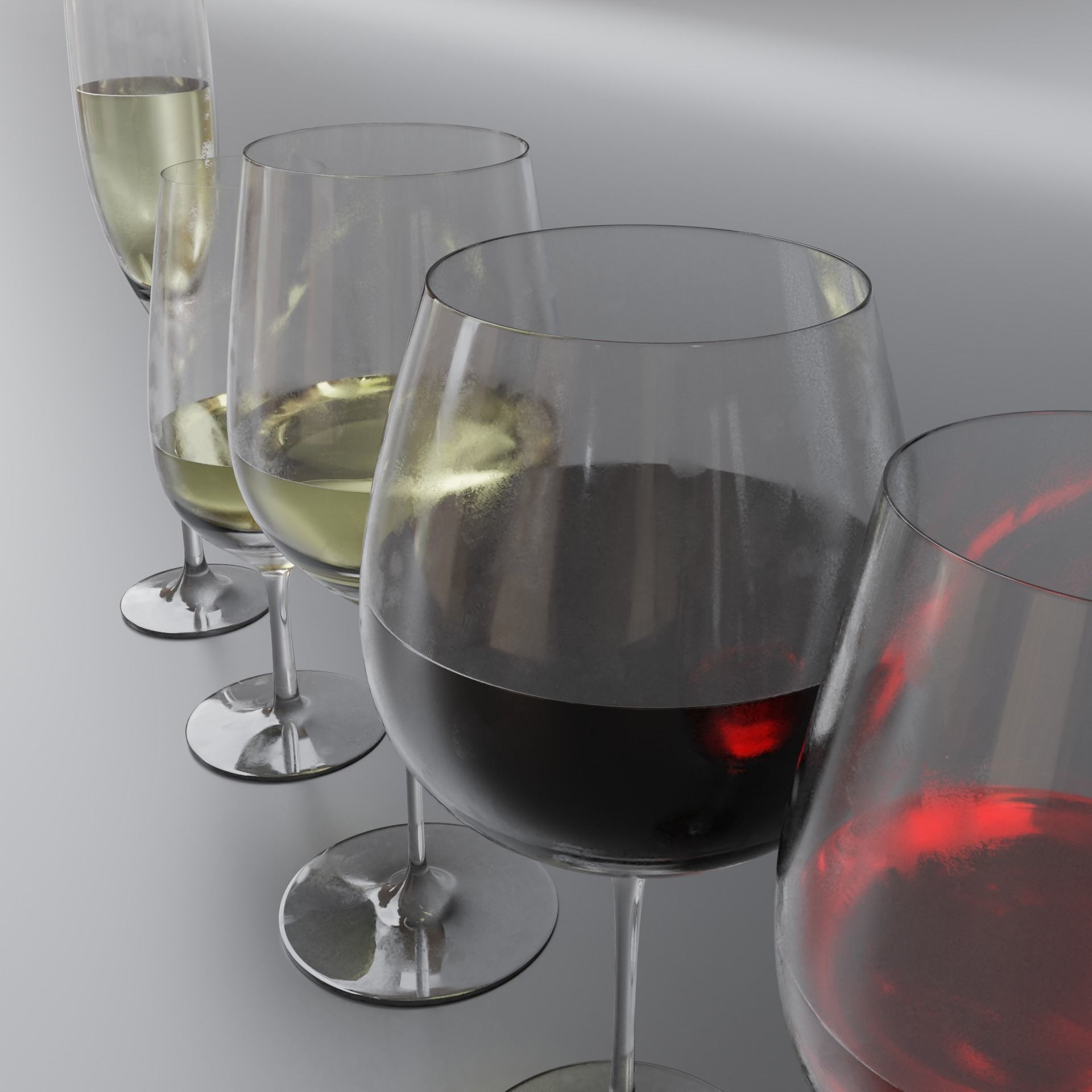 Wine Bottles 3D Model – PBR Glassware Pack with Blender, FBX, OBJ Formats - View 13