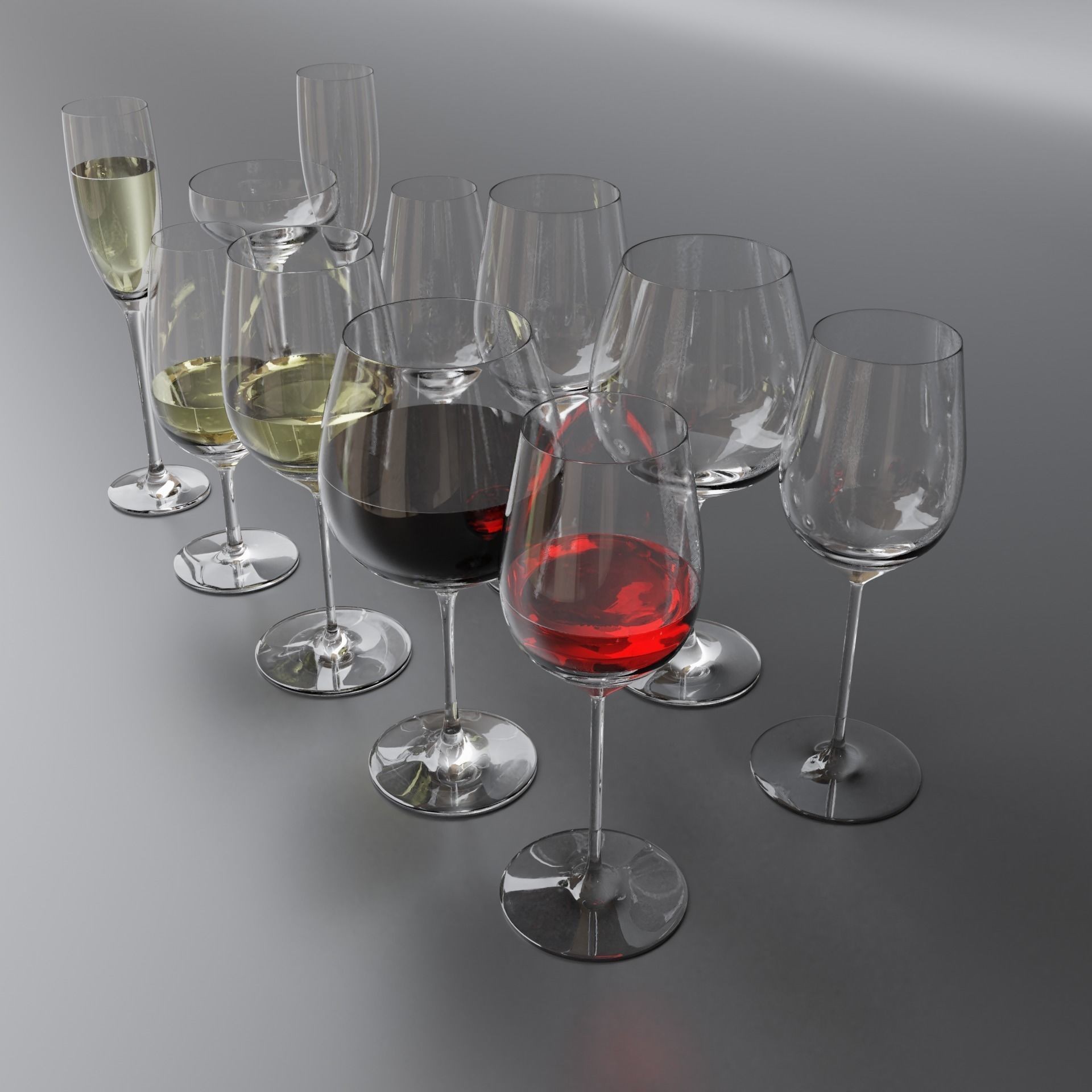 Wine Bottles 3D Model – PBR Glassware Pack with Blender, FBX, OBJ Formats - View 14