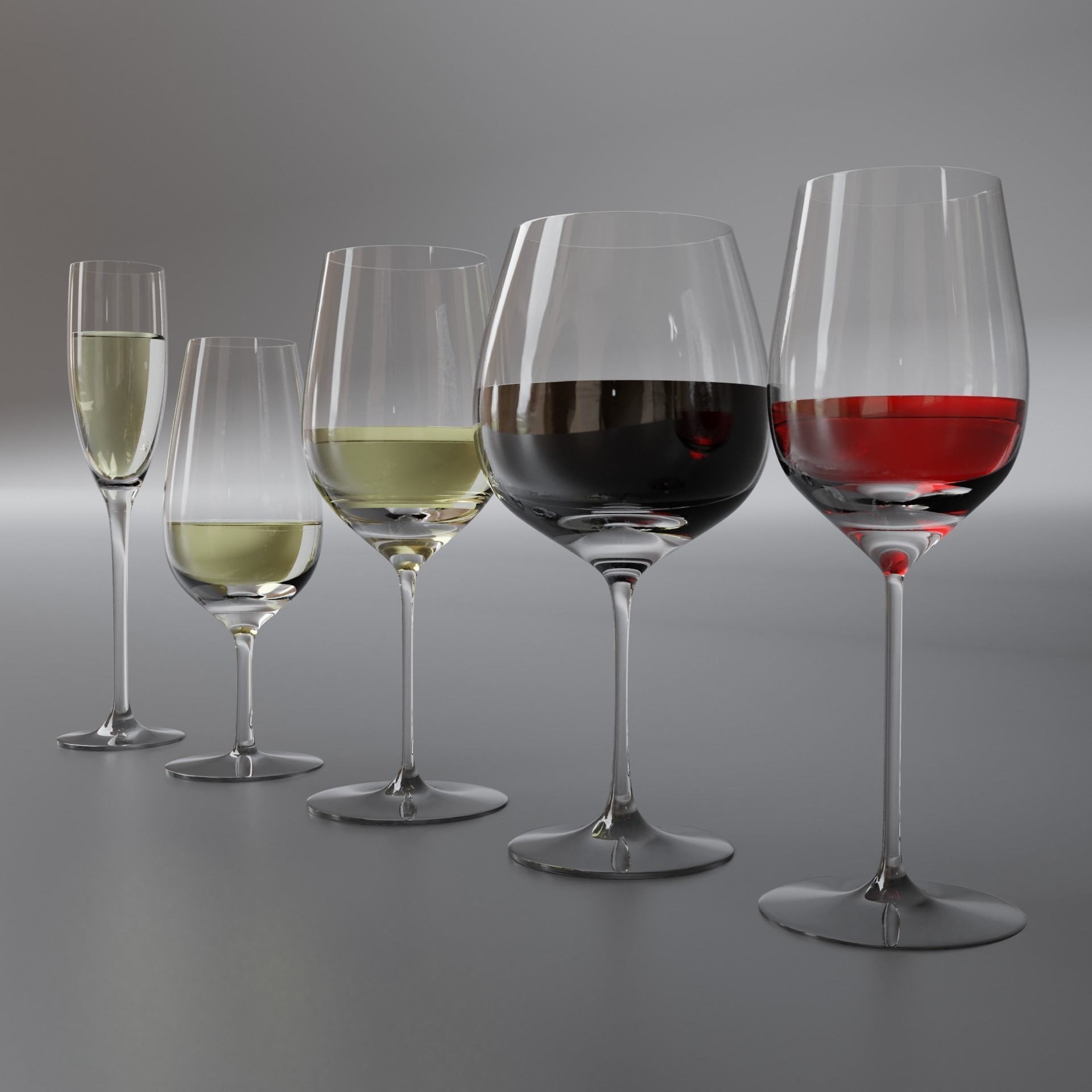 Wine Bottles 3D Model – PBR Glassware Pack with Blender, FBX, OBJ Formats - View 4