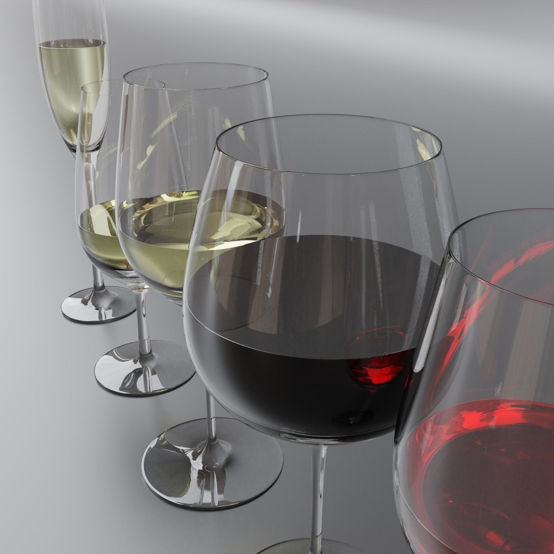 Wine Bottles 3D Model – PBR Glassware Pack with Blender, FBX, OBJ Formats - View 6