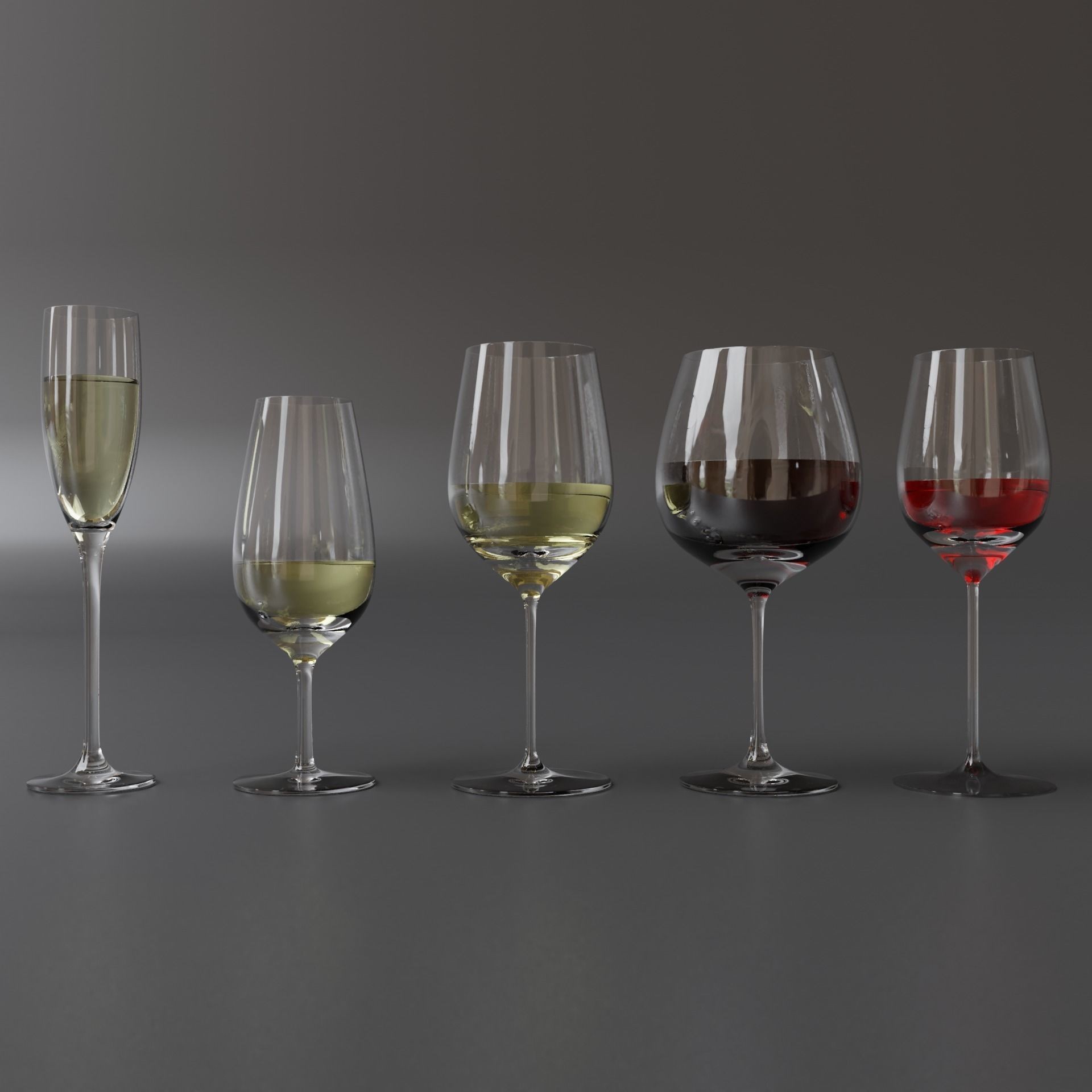 Wine Bottles 3D Model – PBR Glassware Pack with Blender, FBX, OBJ Formats - View 7